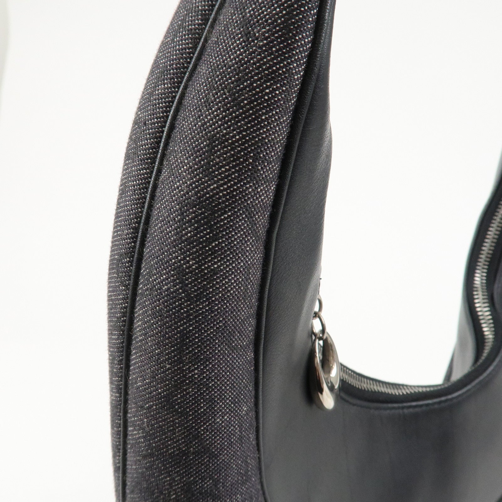 BVLGARI Logo Mania Canvas Leather Ascot Shoulder Bag Black