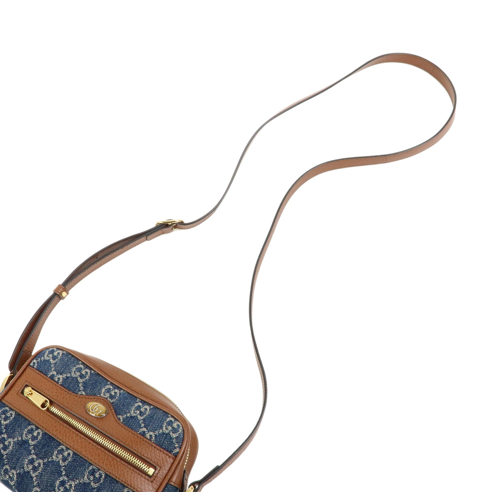 GUCCI Ophidia GG Denim Leather Shoulder Bag Crossbody Bag 517350