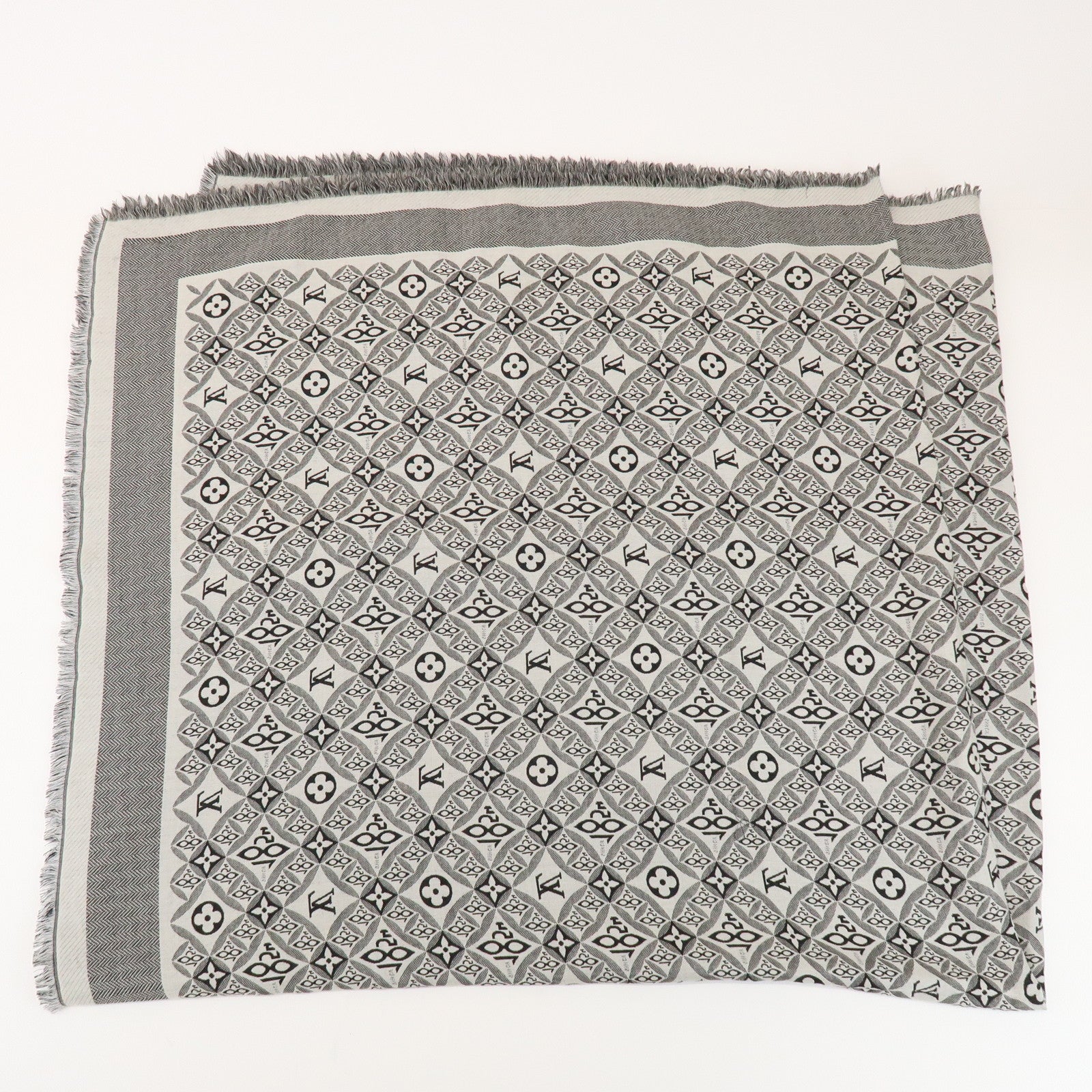 Louis Vuitton Monogram SINCE 1854 Silk Wool Scarf Black MP2821