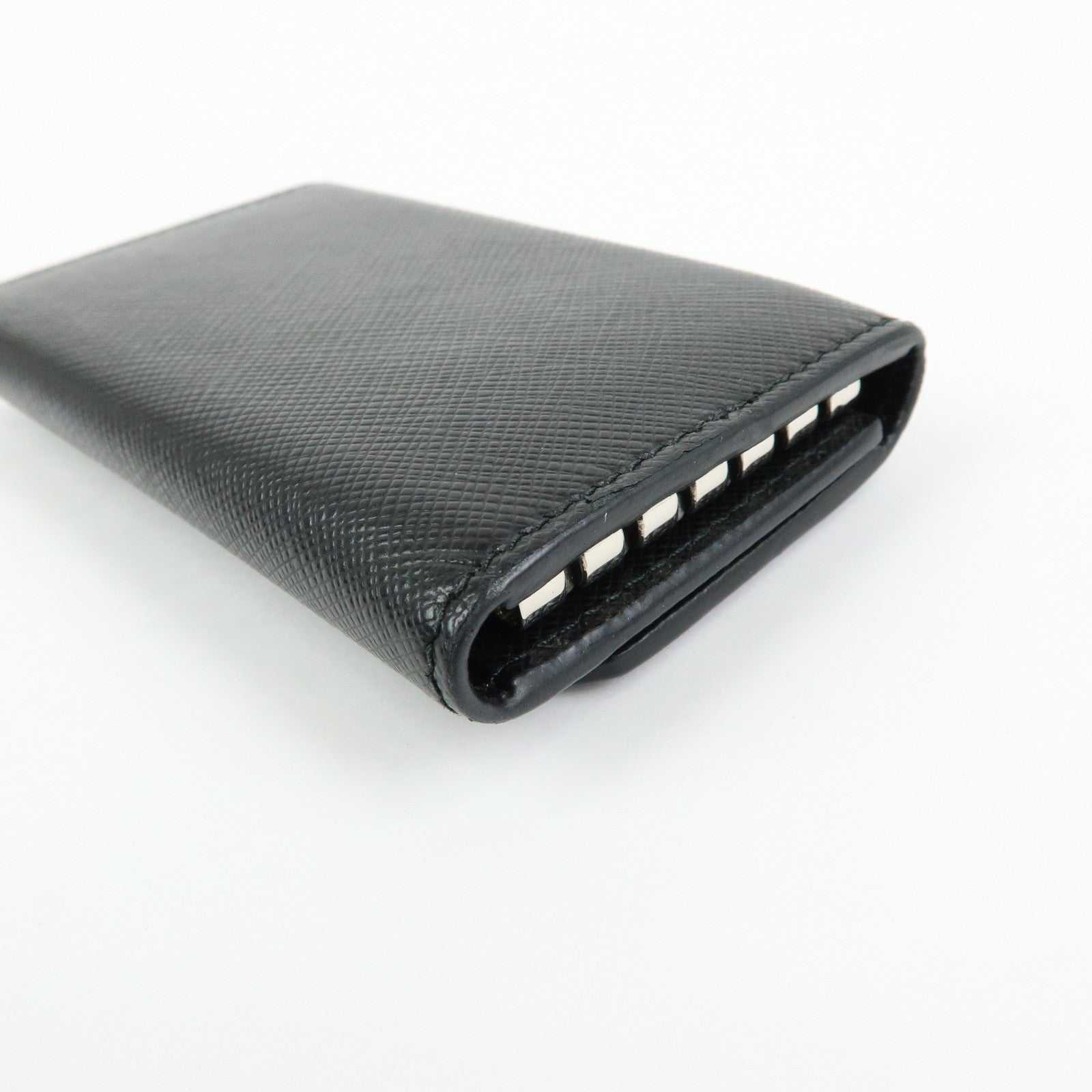 PRADA Saffiano Leather 6 Ring Key Case Key Holder Black 2PG222