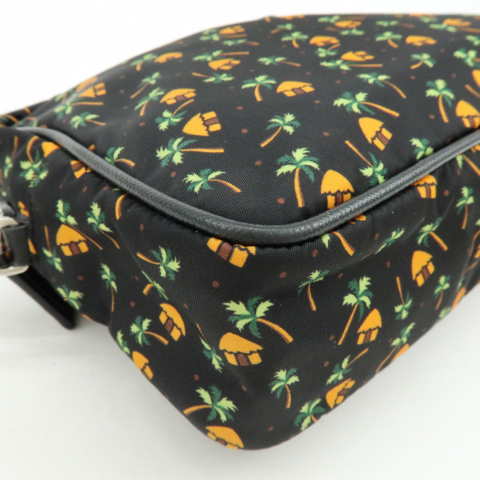 PRADA Triangle Logo Nylon Saffiano Leather Cosmetic Pouch 2NE007