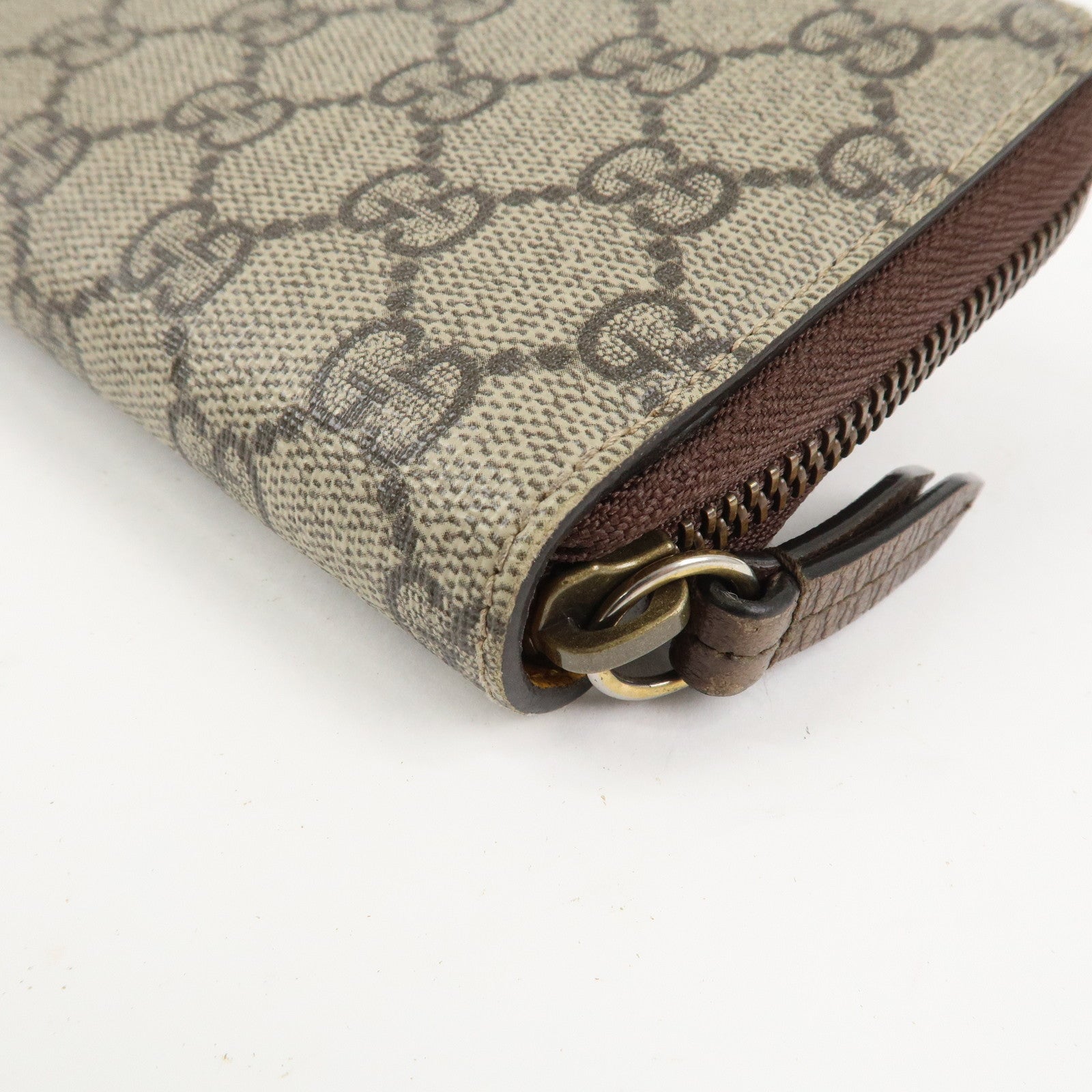 GUCCI Neo Vintage GG Supreme Round Zippy Long Wallet Beige 473953