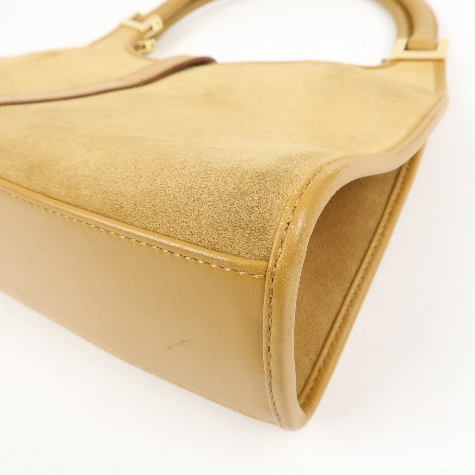 GUCCI Jackie Logo Suede Leather Shoulder Bag Light Brown 002・1068