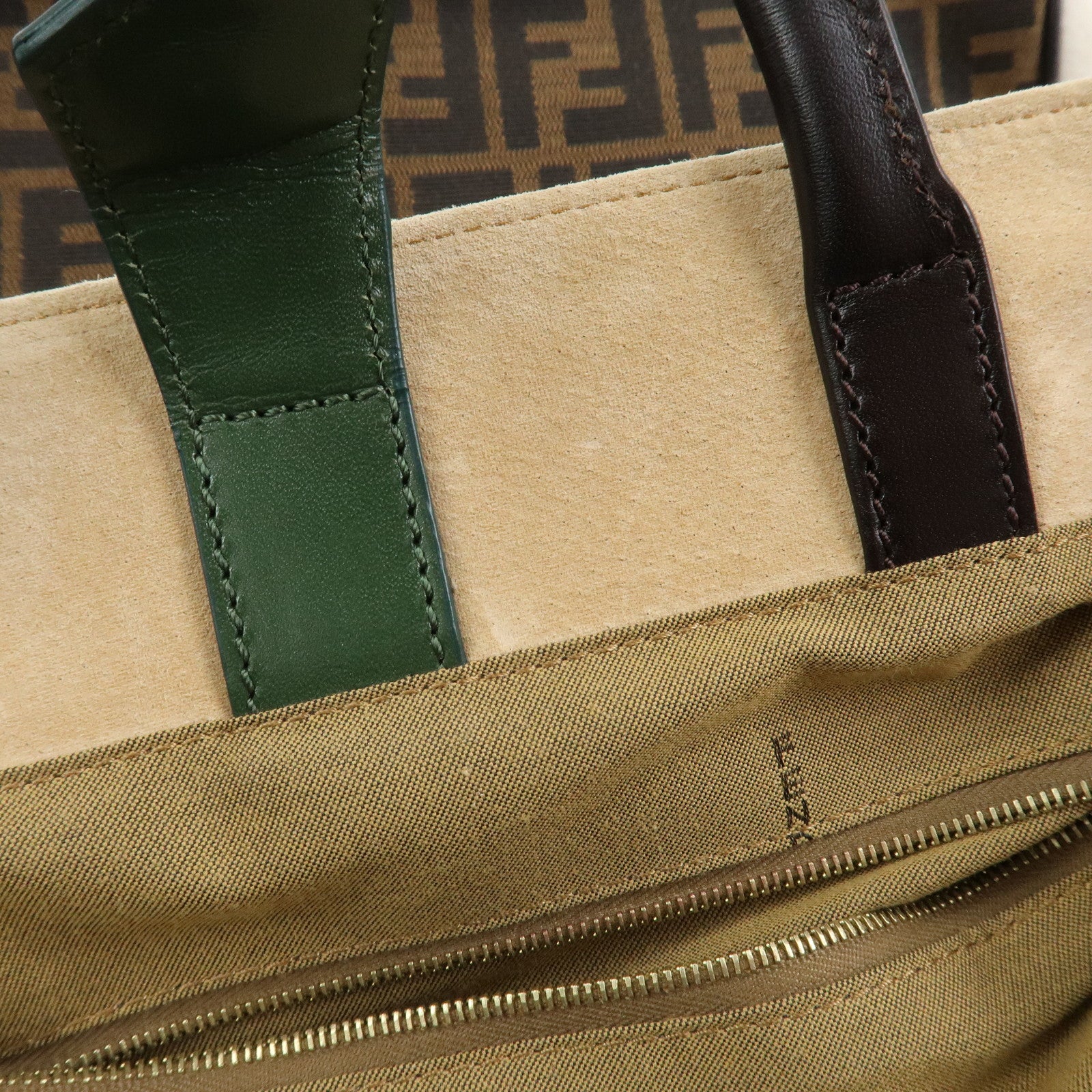 FENDI Zucca Canvas Unborn Calf Toujours Cow Print Tote Bag 8BH251