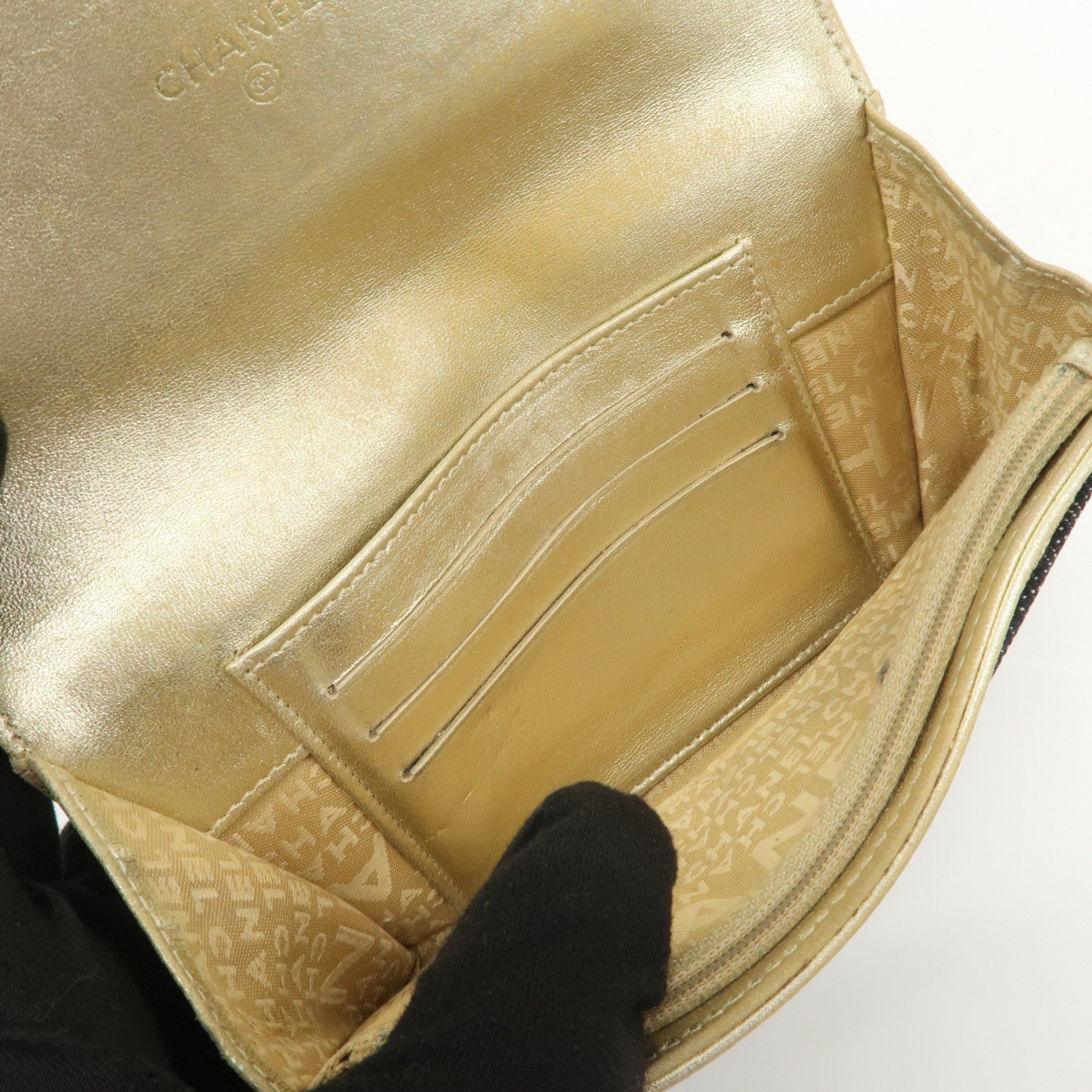 CHANEL COCO Mark Denim Bi-fold Compact Wallet Blue A31991