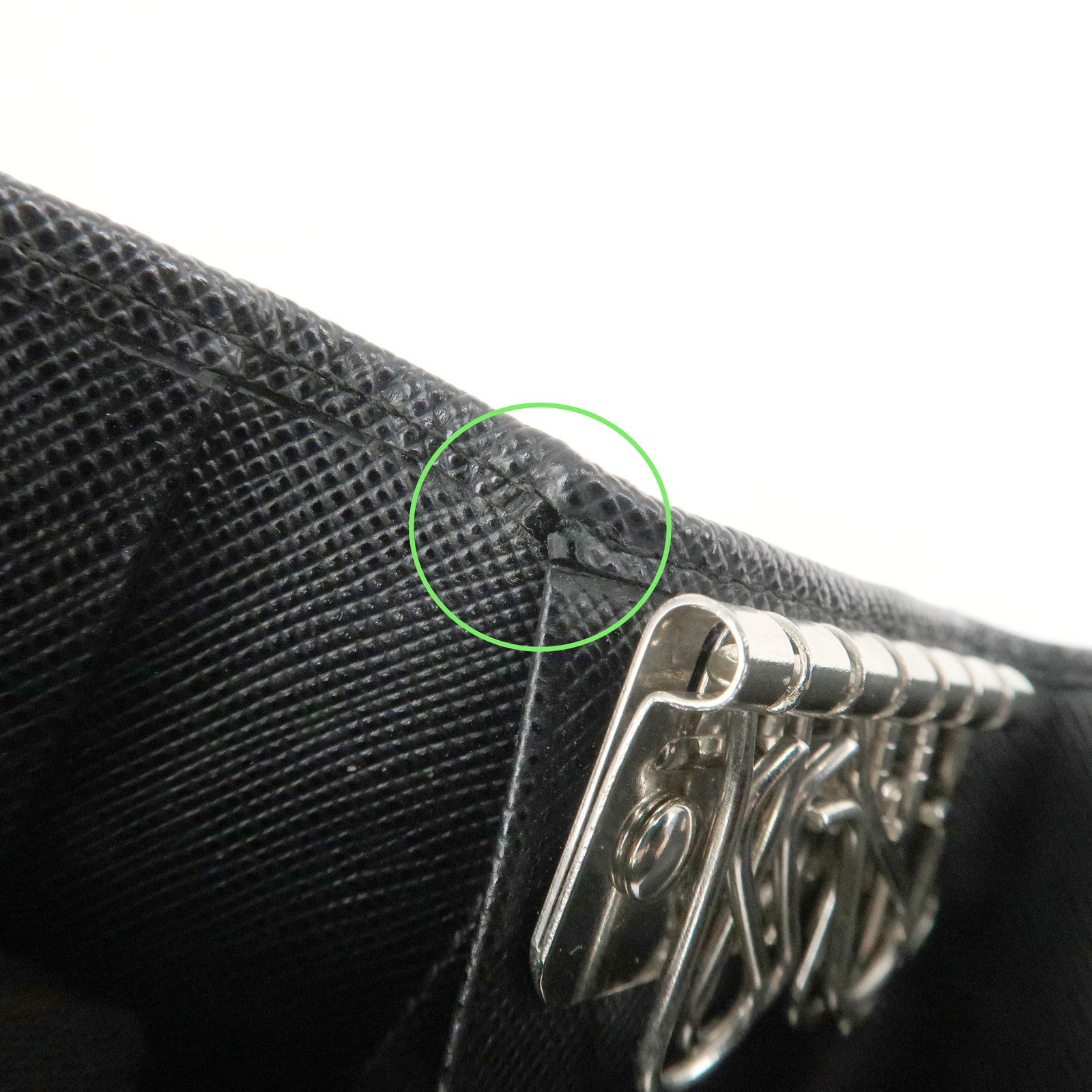 PRADA Triangle Logo Saffiano Leather Key Case Black 1M0222 Used