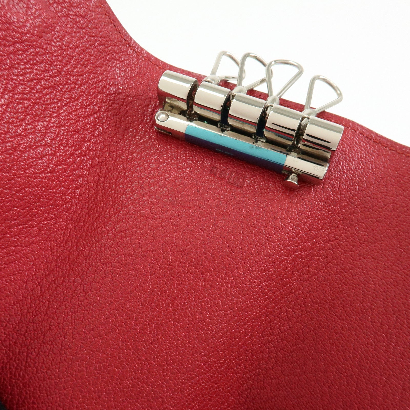 HERMES Sellier Etui Cles 4 Chevre Leather Key Case Key Holder Pink