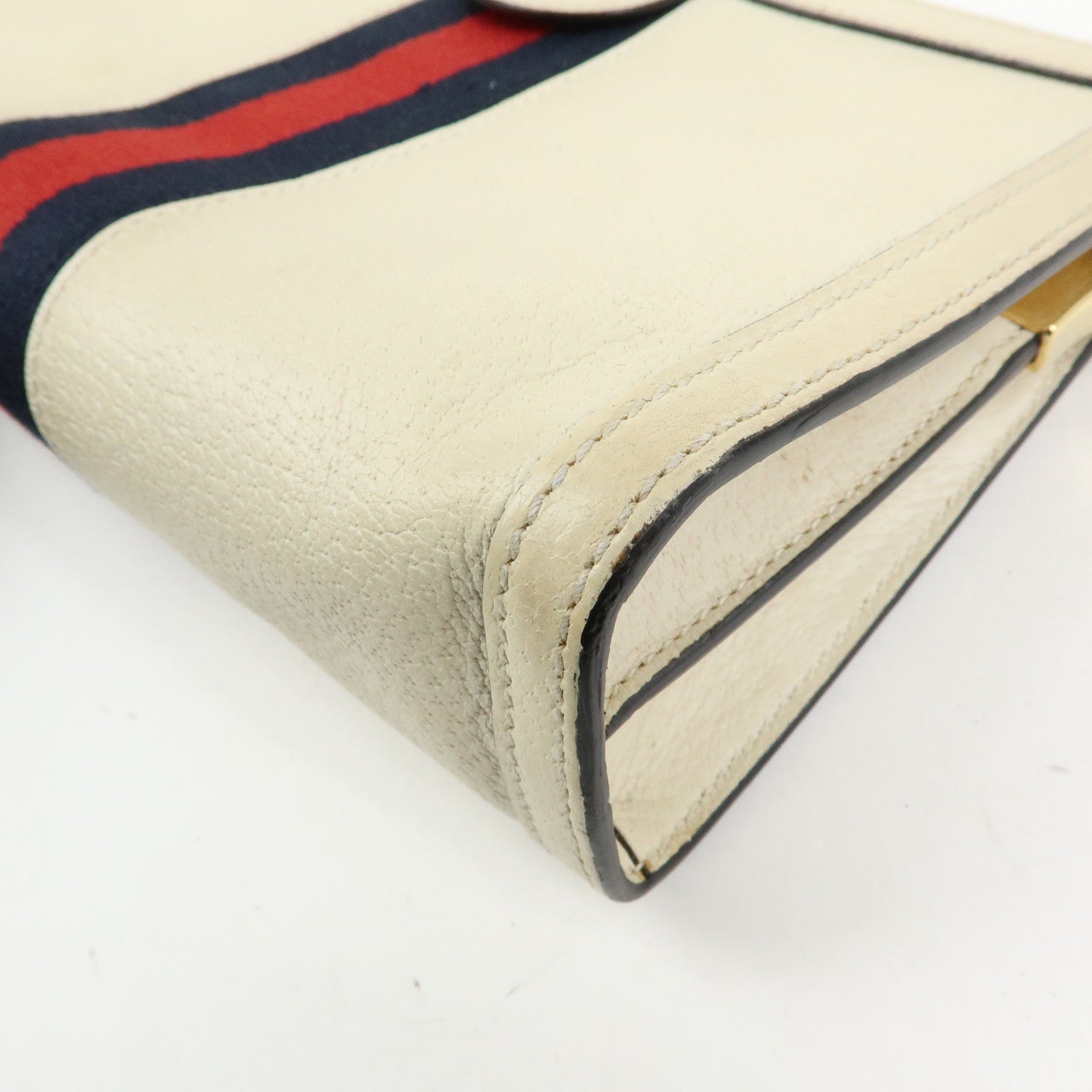 GUCCI Ophidia Sherry Leather Shoulder Bag Cutch Bag Ivory 503877