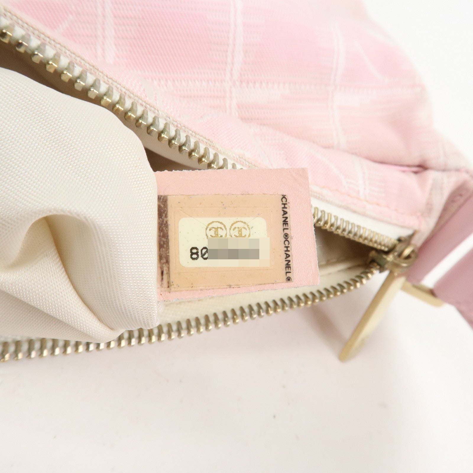 CHANEL New Travel Line Nylon Jacquard Leather Shoulder Bag Pink