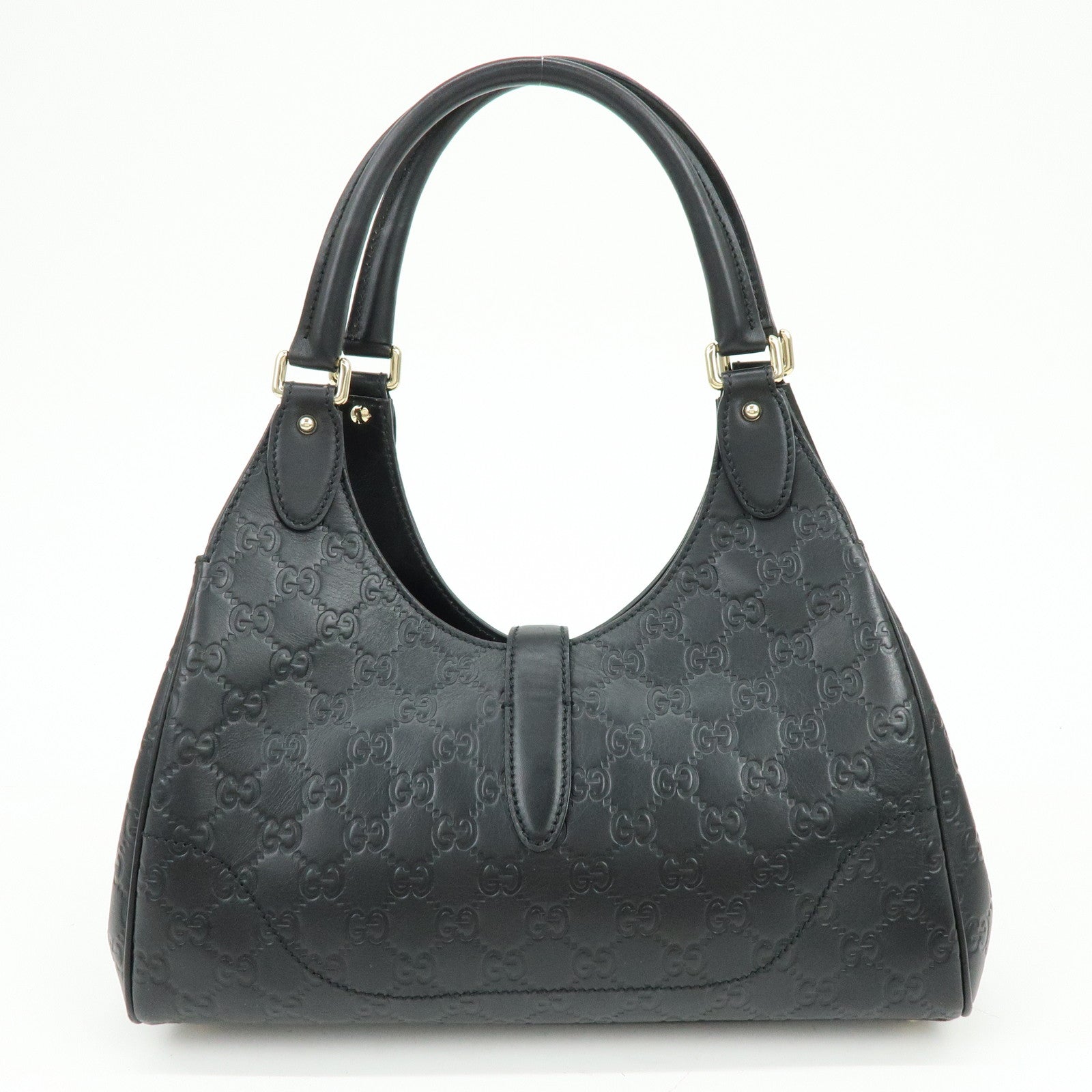 GUCCI Jackie Guccissima Leather Hand Bag Shoulder Bag Black 14819