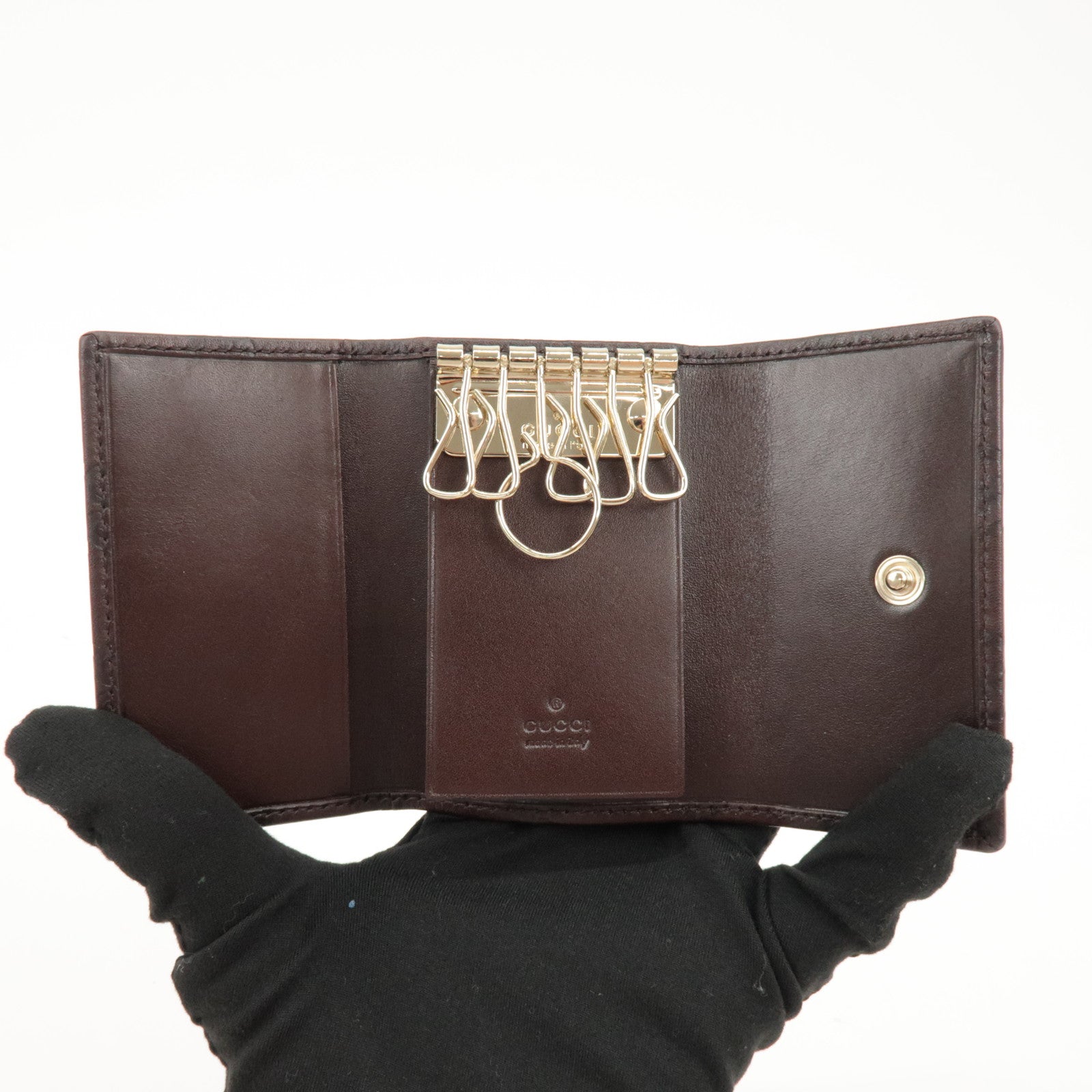 GUCCI Guccissima Leather 6 Rings Key Case Key Holder Brown 138093 Used