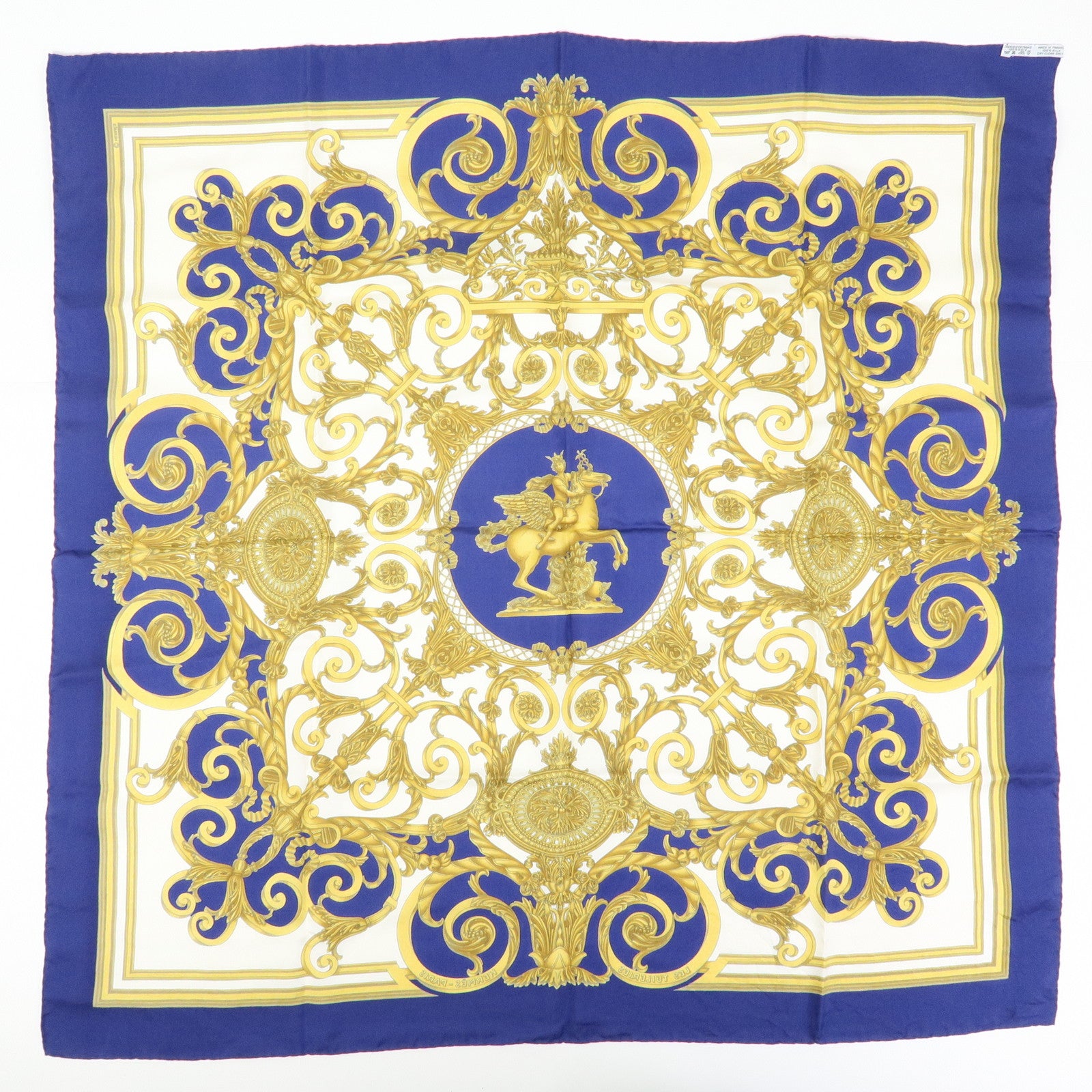 HERMES Carre 90 Set of 2 Silk 100% Scarf Blue White Pink