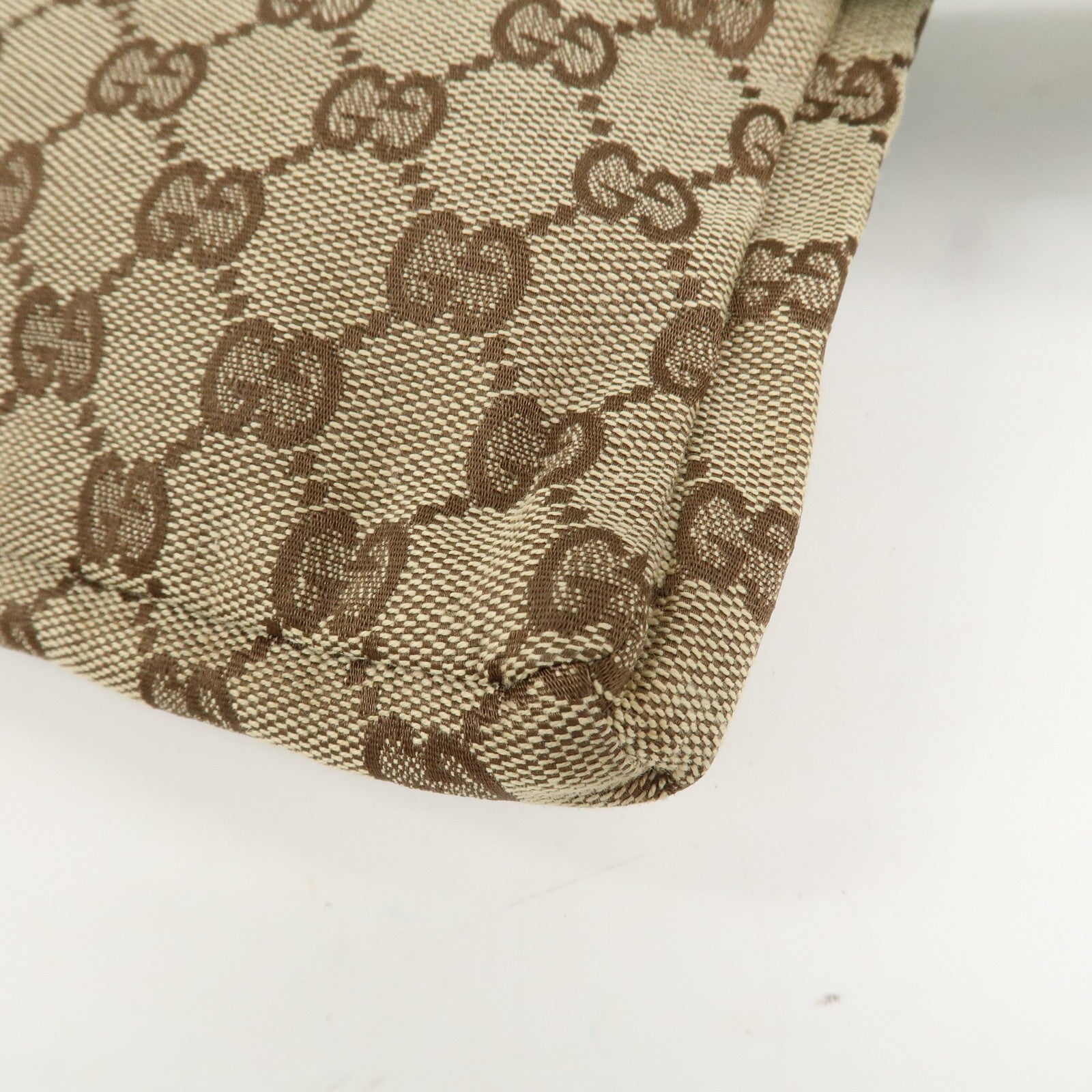 GUCCI GG Canvas Leather Waist Bag Crossbody Bag Beige Green 28566 Used