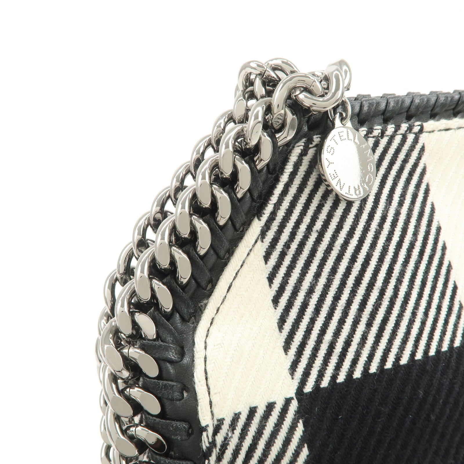 STELLA MCCARTNEY Wool Falabella 2Way Bag Hand Bag Black White