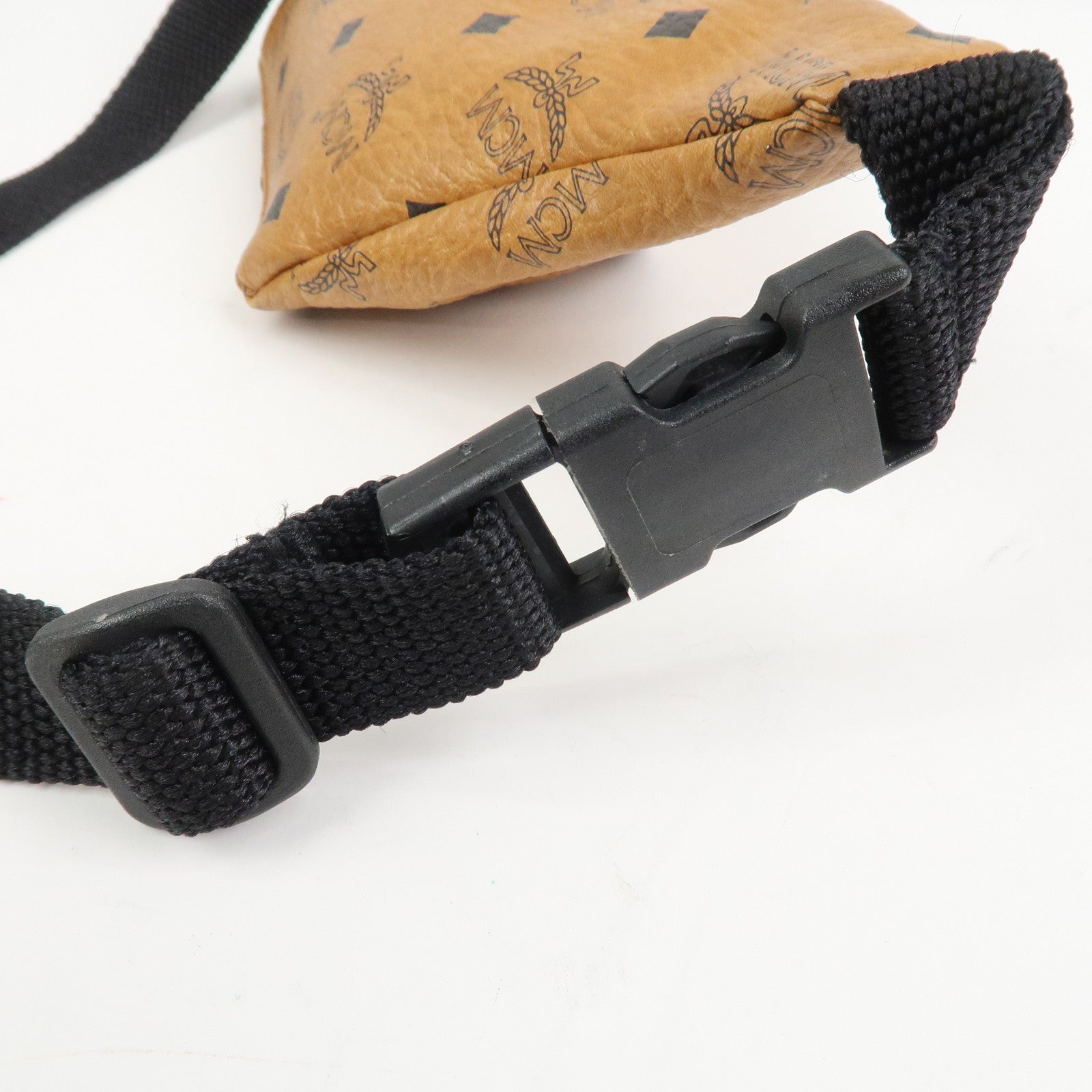 MCM Visetos Logo Leather Waist Bag Waist Pouch Crossbody Bag Brown