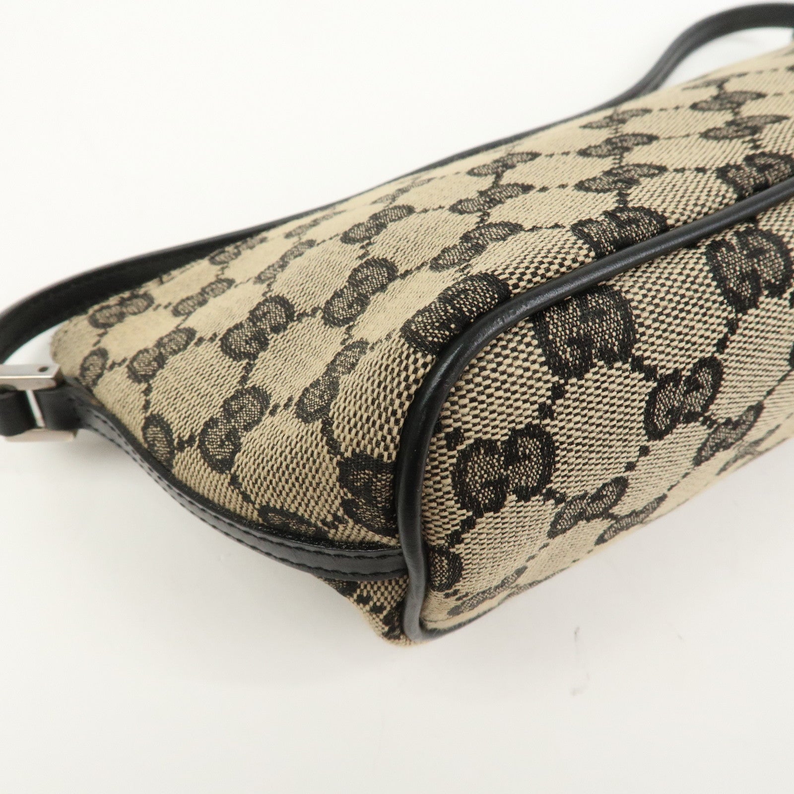 GUCCI Boat Bag GG Monogram Canvas Pouch Hand Bag Beige 039.1103