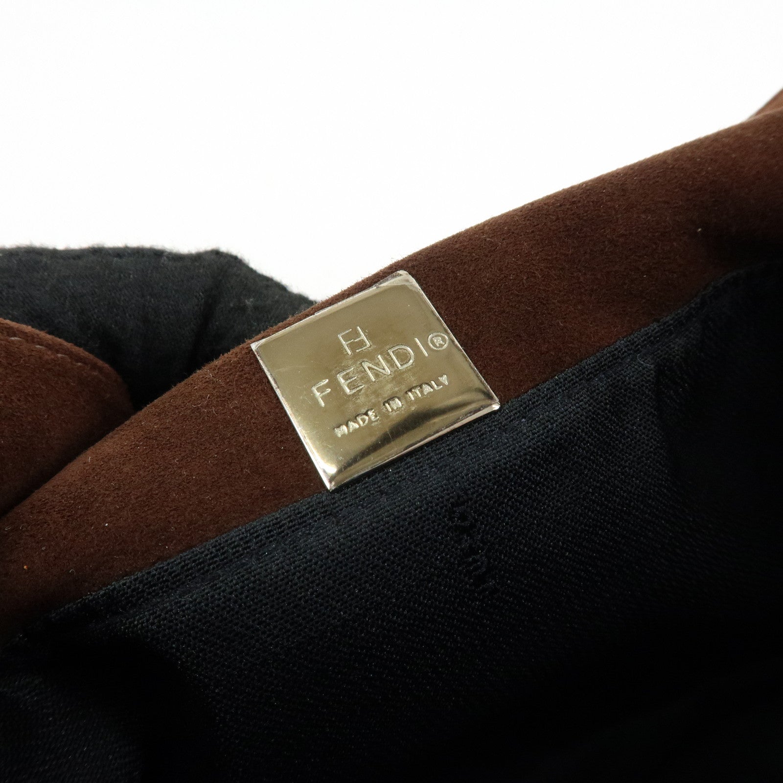 FENDI Suede Leather Shoulder Bag Hand Bag Brown 26568