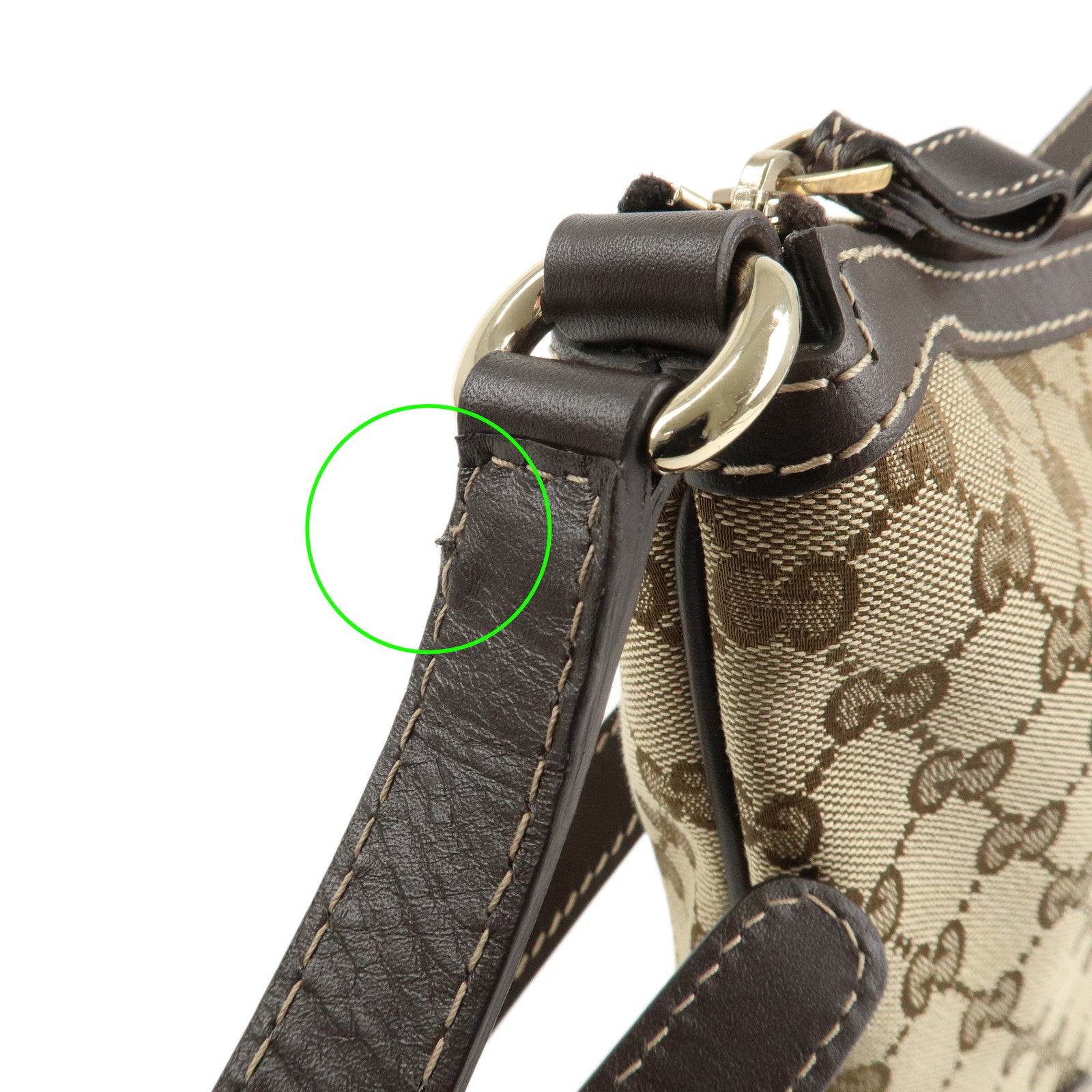 GUCCI Lovely Heart GG Canvas Leather Shoulder Bag Dark Brown 257072 Used