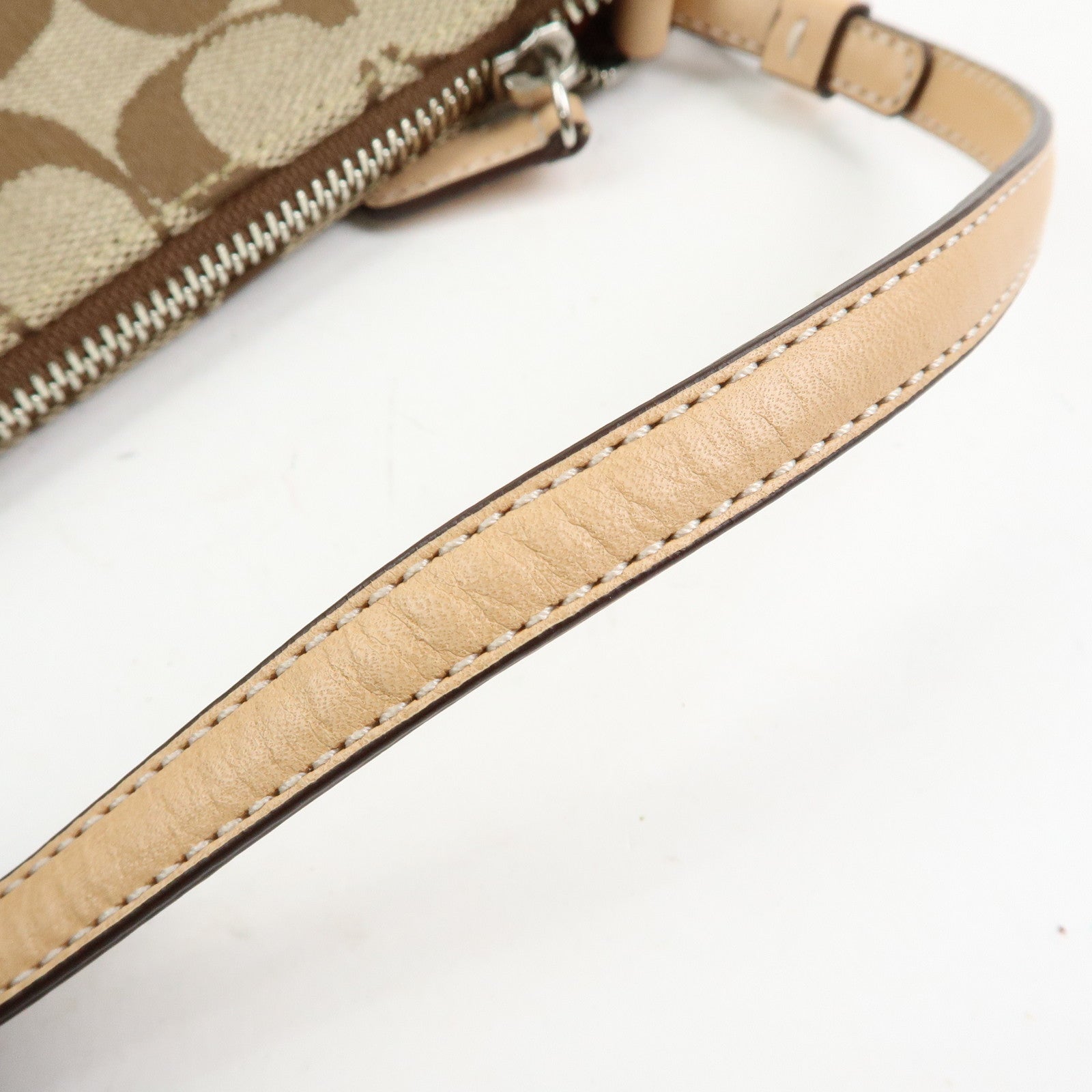 COACH Signature Canvas Leather Mini Hand Bag Brown Beige