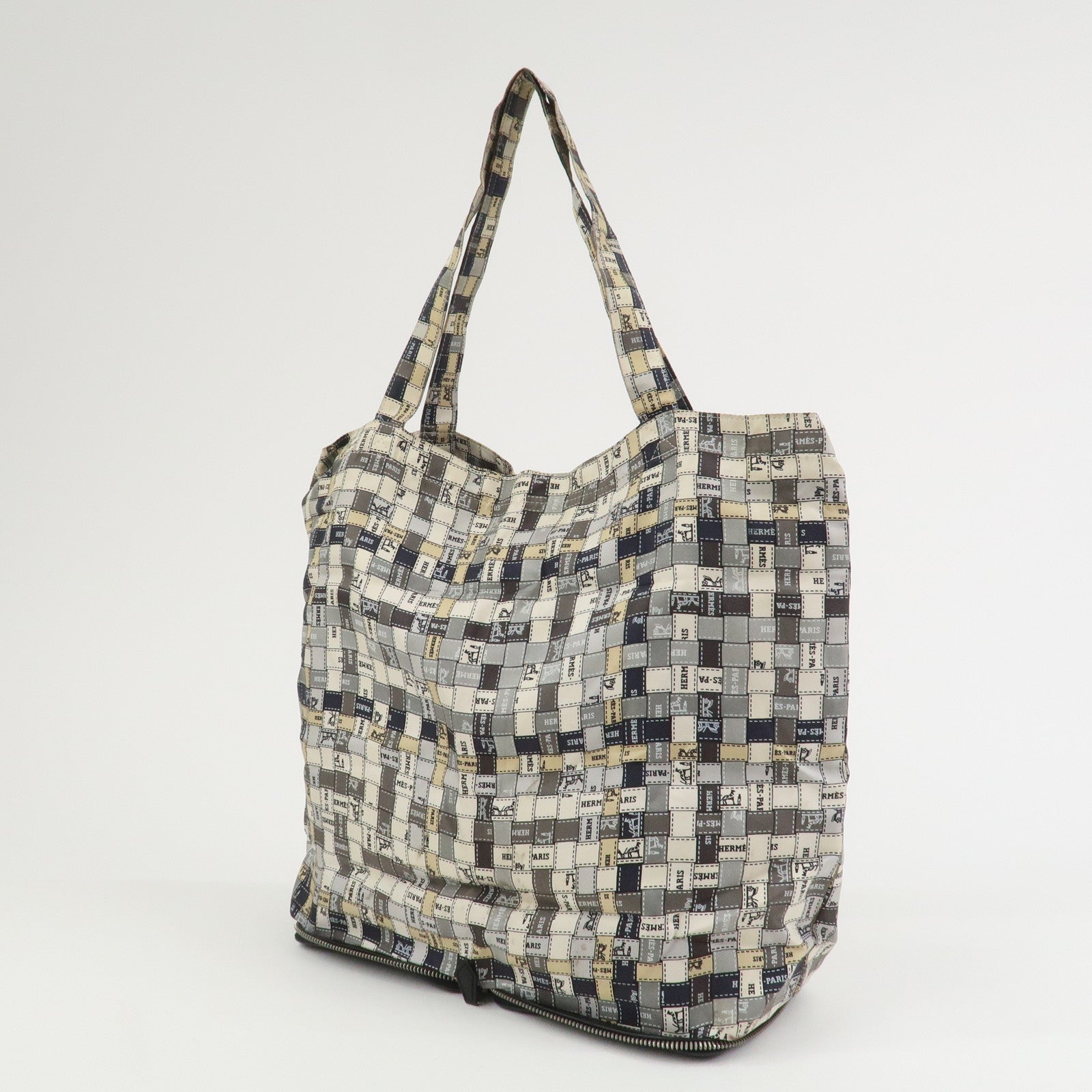 HERMES Buffle Skipper Silk Bolduc Silky Pop Tote Eco Bag Multicolor