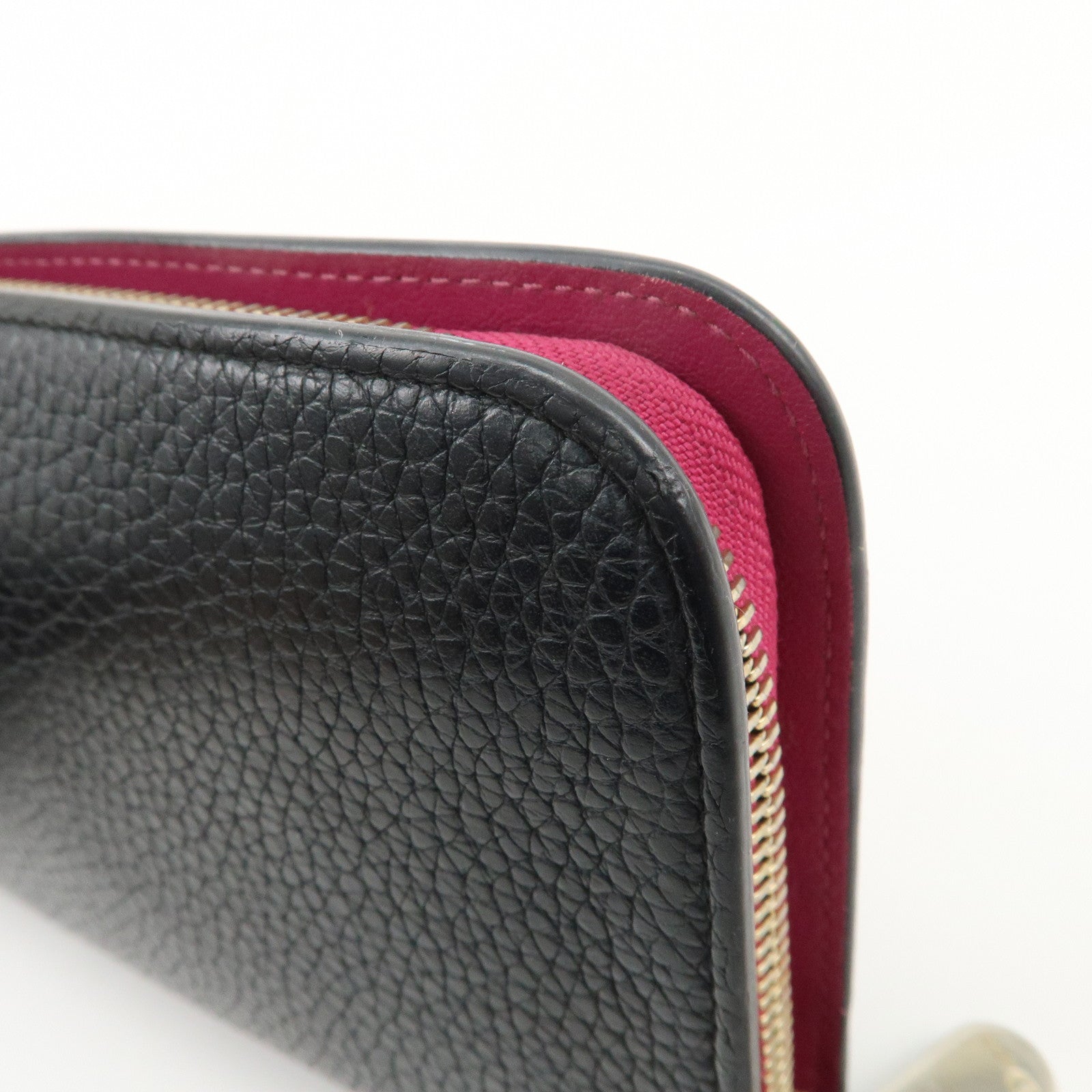 Christian Dior Diorissimo Round Zippy Long Wallet Black Pink