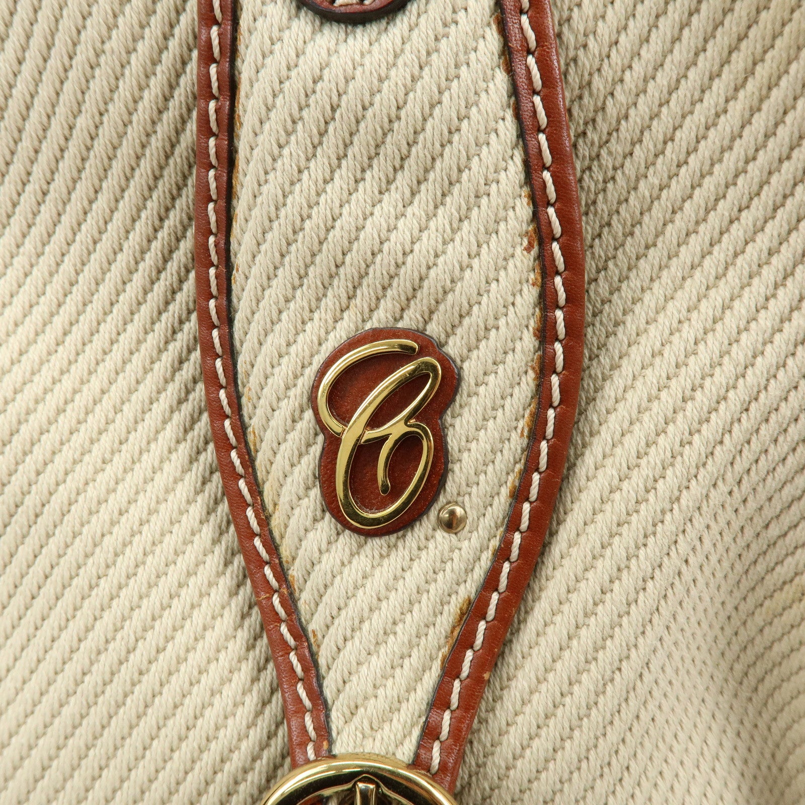 Chloe Susan Cotton Leather 2Way Bag Shoulder Bag Beige Brown