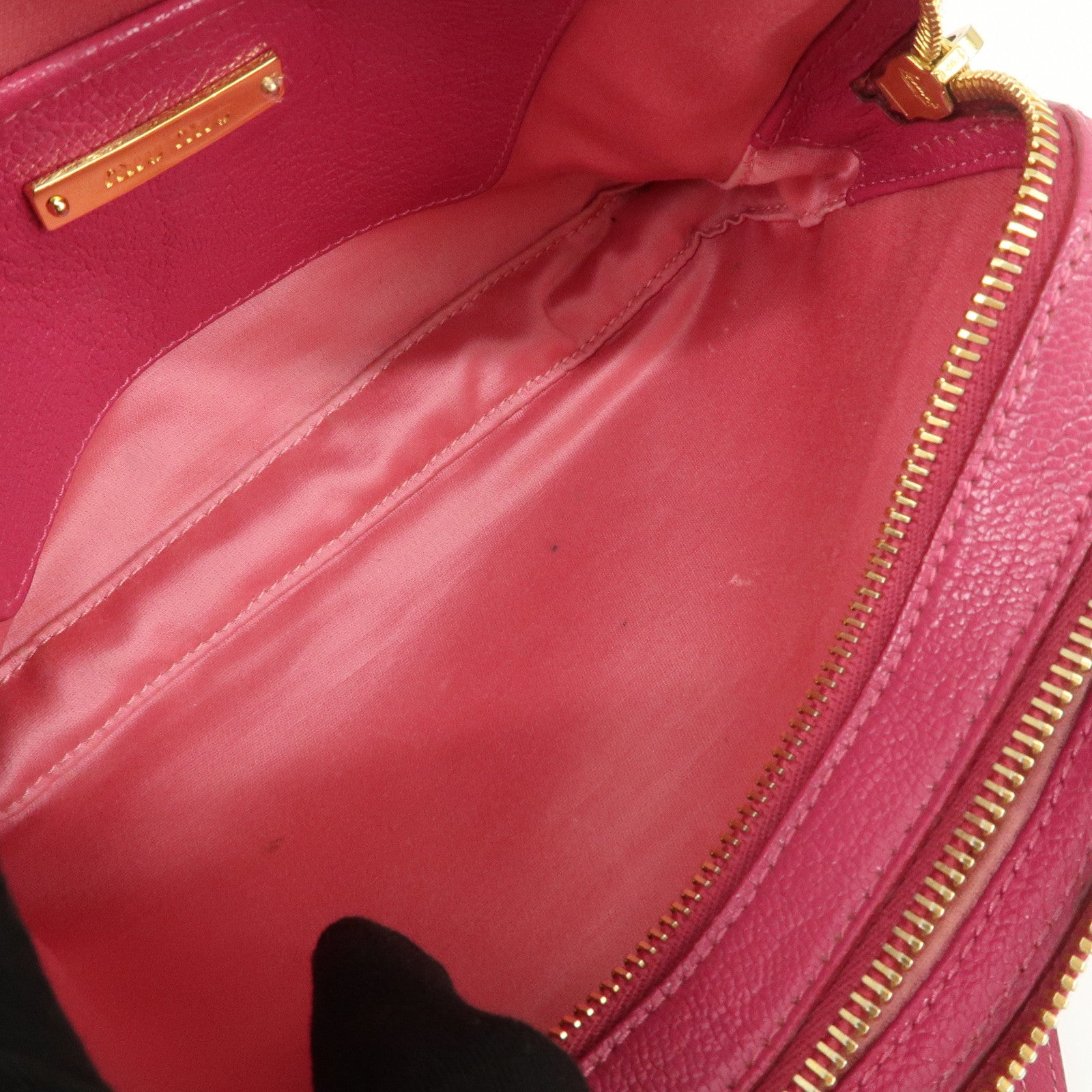 MIU MIU Leather Shoulder Bag Crossbody Bag Pink Used