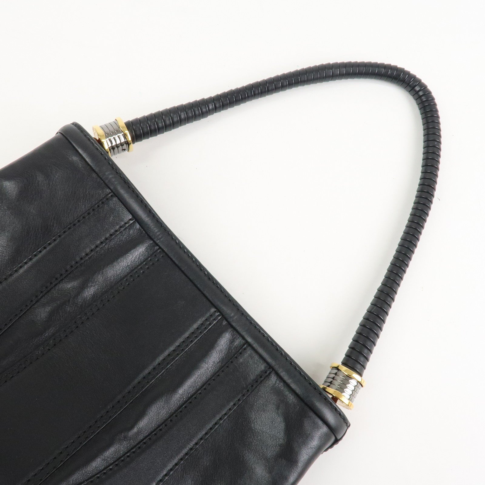 BVLGARI Leather B-Zero1 Shoulder Bag Hand Bag Black