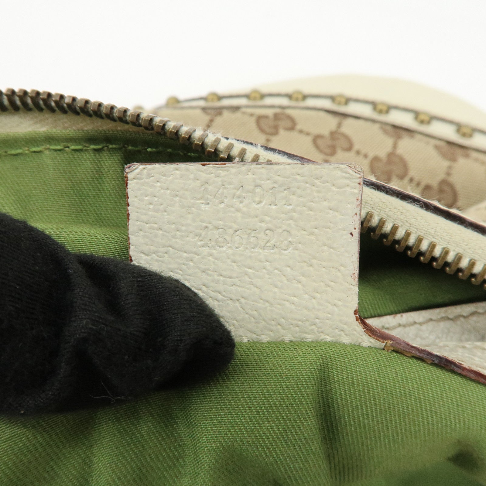 GUCCI Sherry GG Canvas Leather Shoulder Bag Beige Ivory 144011