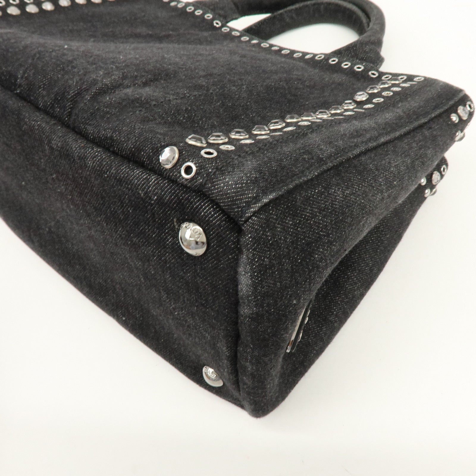 PRADA Triangle Logo Canapa Mini Bijou Denim Canvas 2Way Bag BN2439