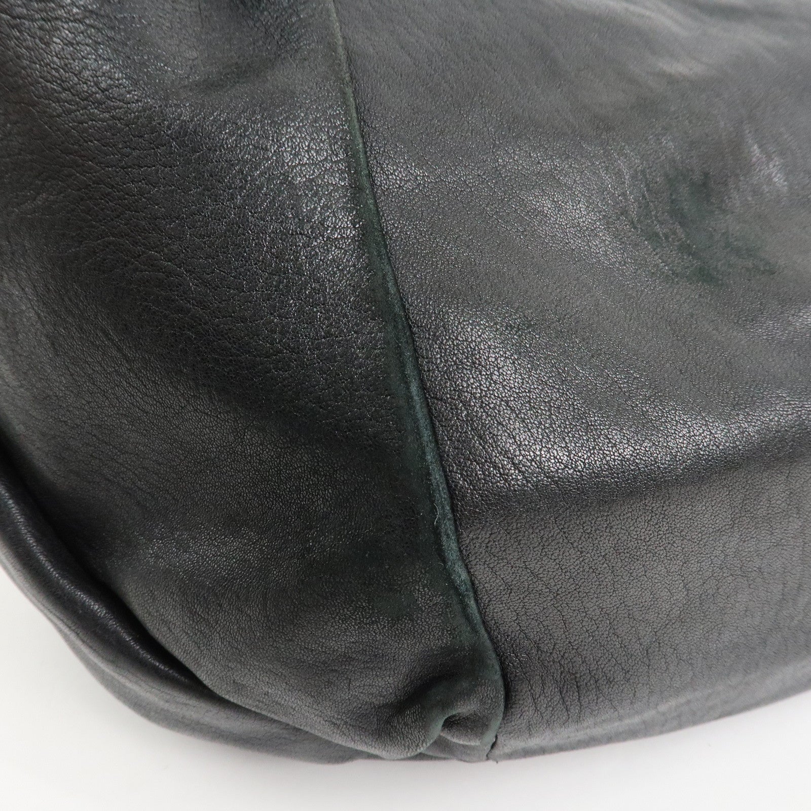 Ferragamo Leather Patent Leather Shoulder Bag Hand Bag Black