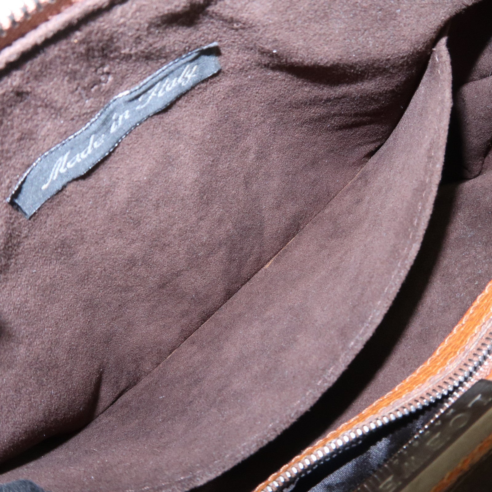LOEWE Leather Shoulder Bag Brown Silver Hardware