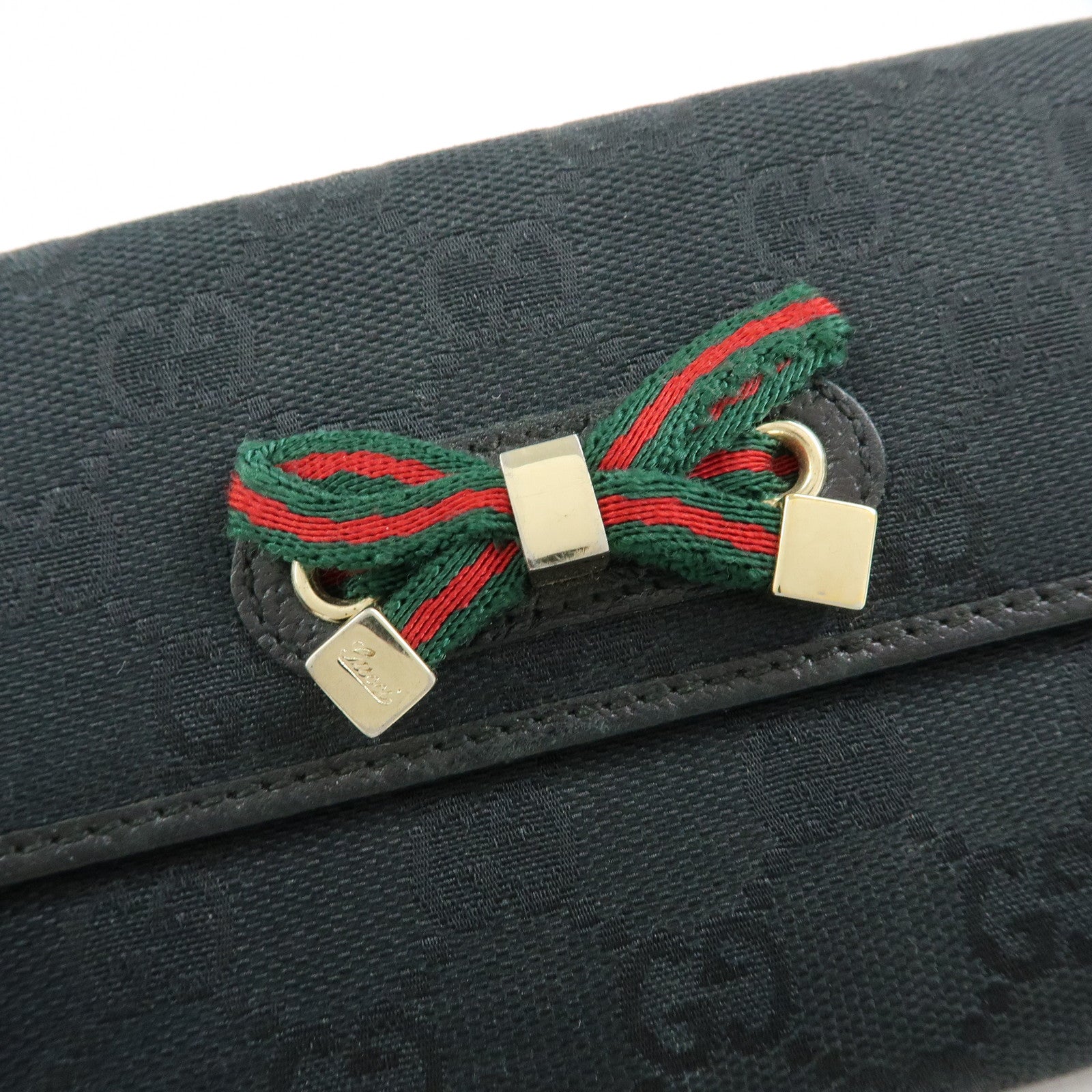 GUCCI Princy GG Canvas Leather Long Wallet Black 167468