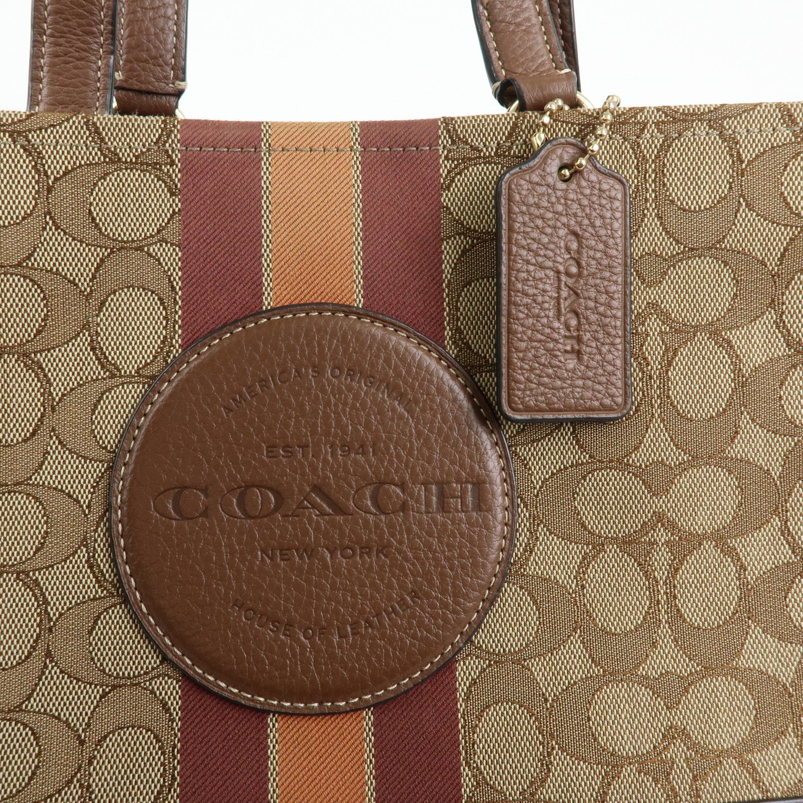 COACH Signature 2Way Canvas Leather Shoulder Bag Hand Bag Beige