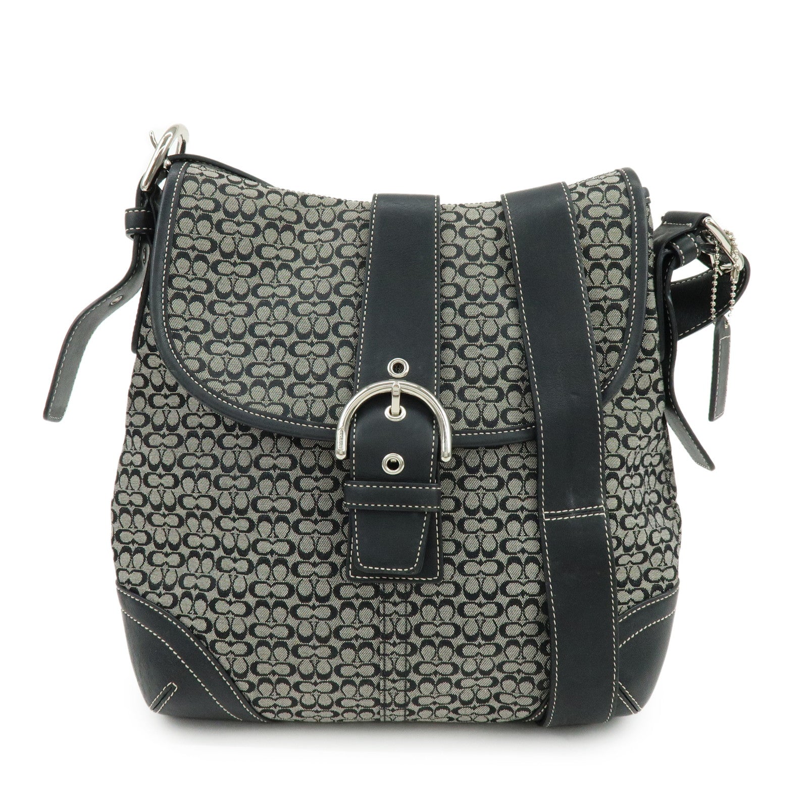 COACH Signature Canvas Leather Shoulder Bag Crossbody Bag Black