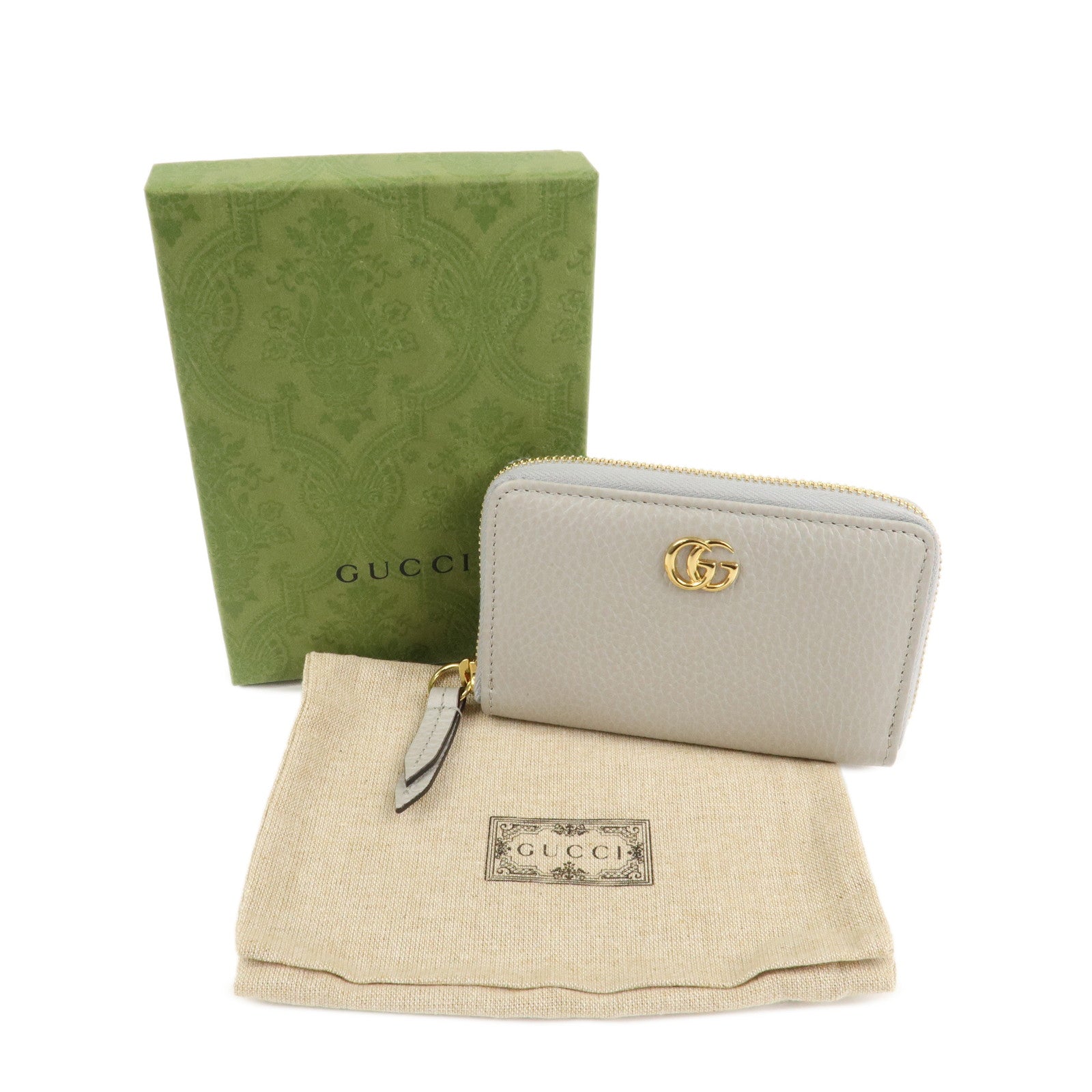 GUCCI GG Marmont Leather Round Zippy Coin Case Grey 644412