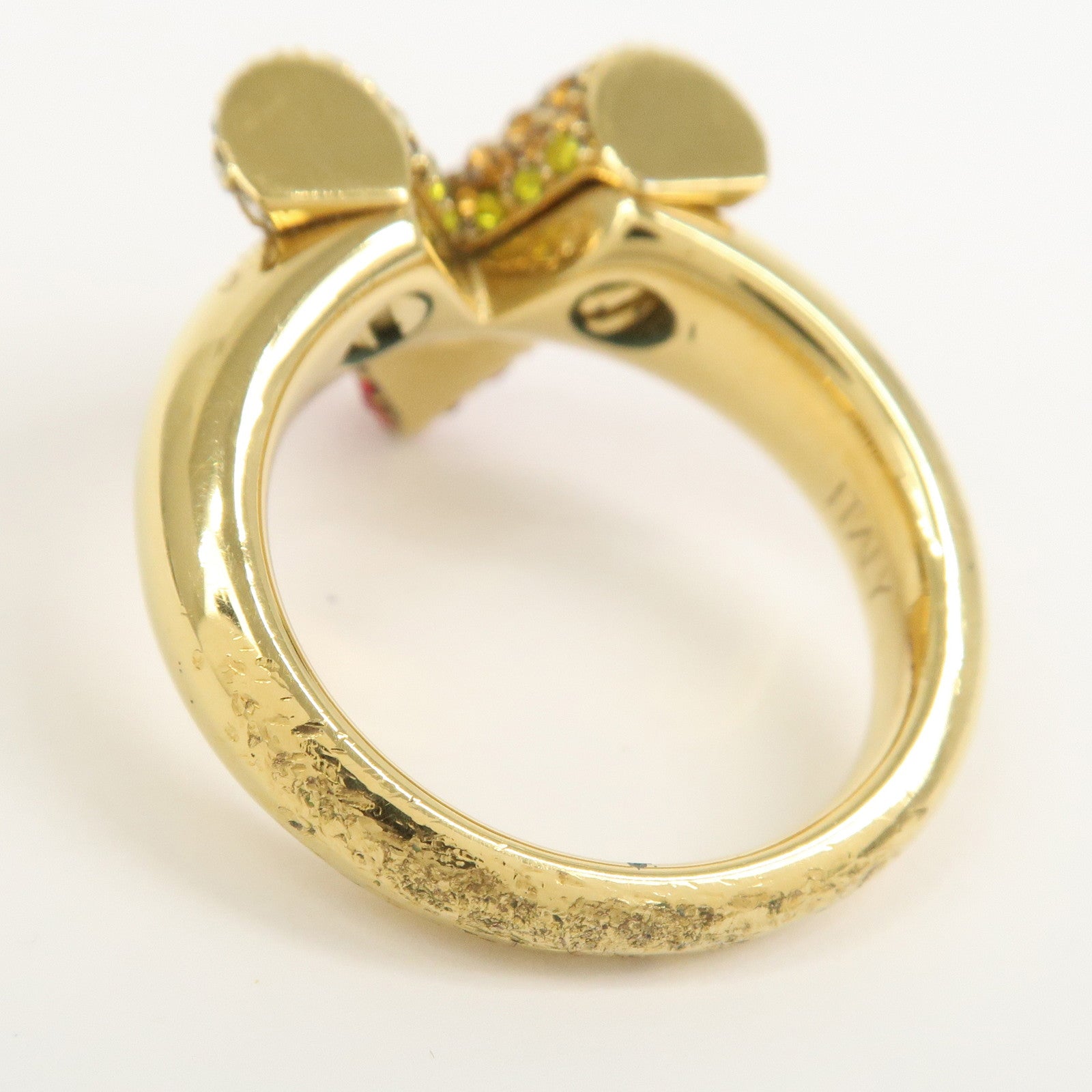 Louis Vuitton Essential V Ring Rhinestone Gold Red M62866