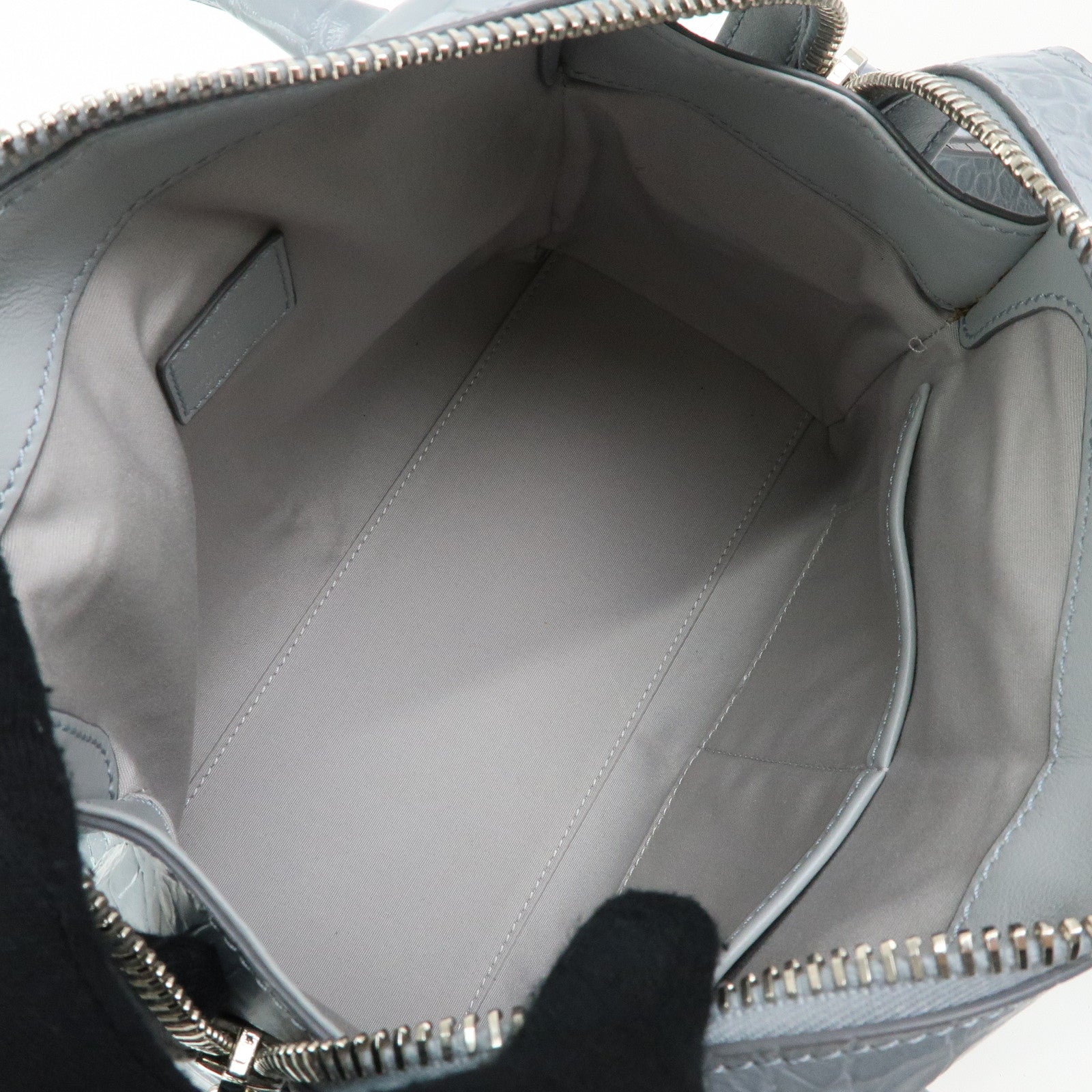 TOD'S D Styling Embossed Leather 2Way Hand Shoulder Bag Light Gray