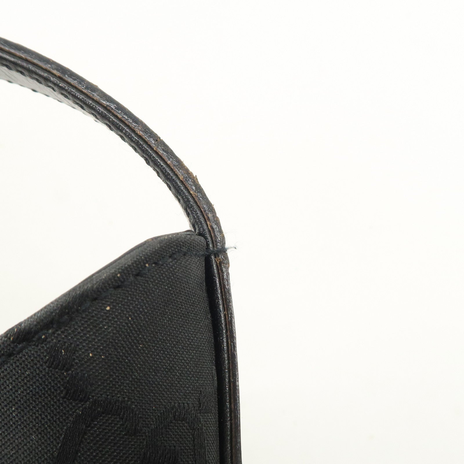 GUCCI GG Nylon Leather Shoulder Bag Hand Bag Silver HDW Black 31769 Used