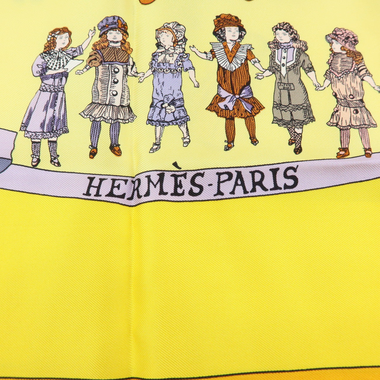 HERMES Carre 90 Silk 100% Scarf HELLO DOLLY Yellow