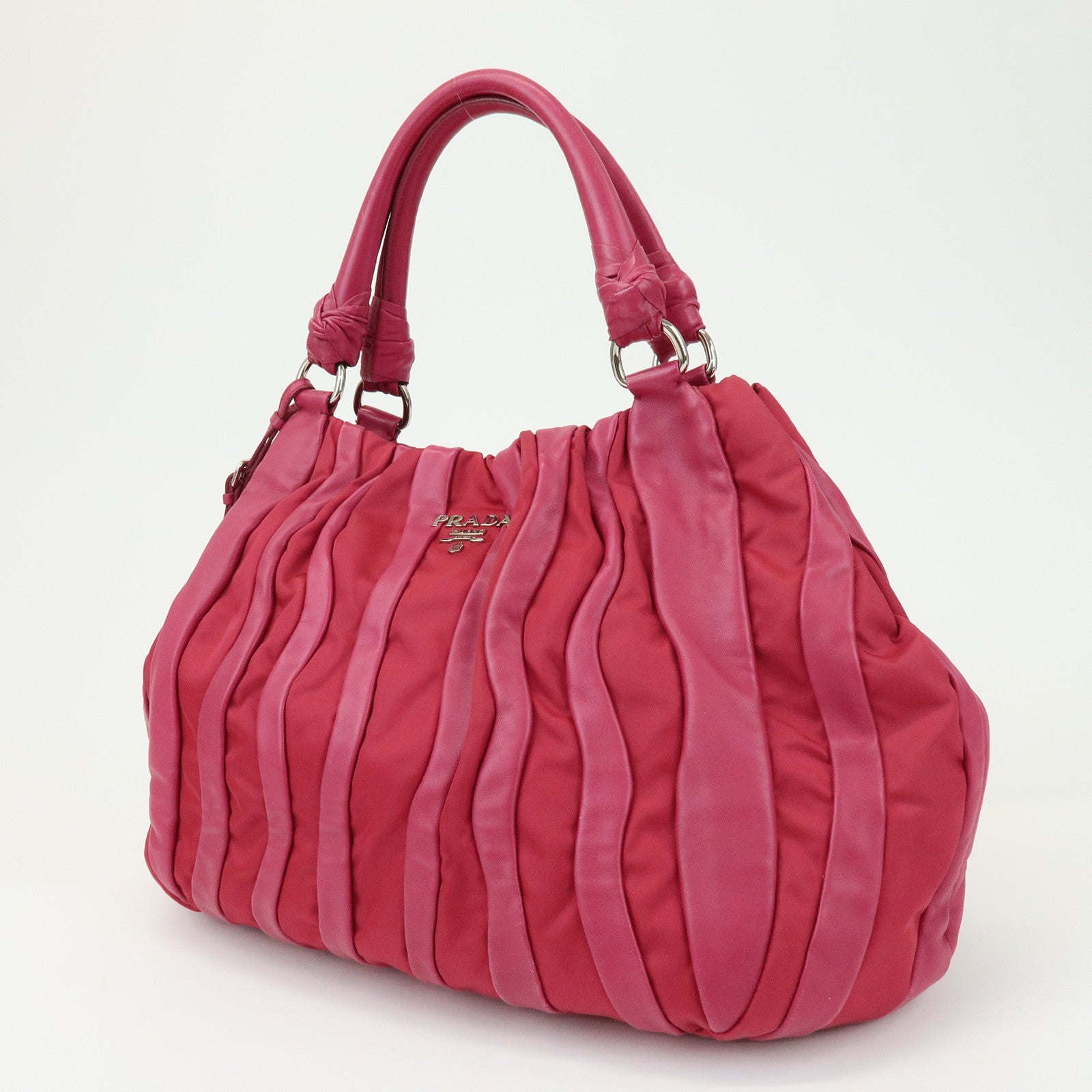 PRADA Nappa Leather Nylon Hand Bag Shoulder Bag Pink BR3994