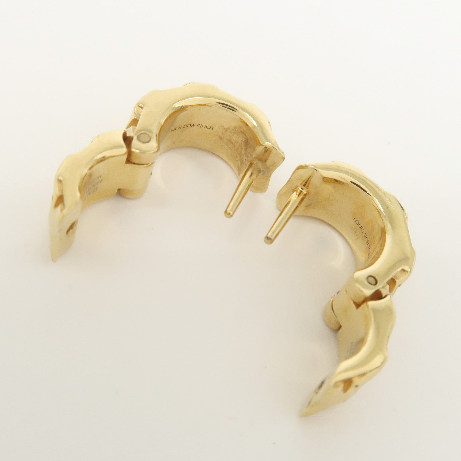 Louis Vuitton LV Logo Metal Earrings Gold M00812