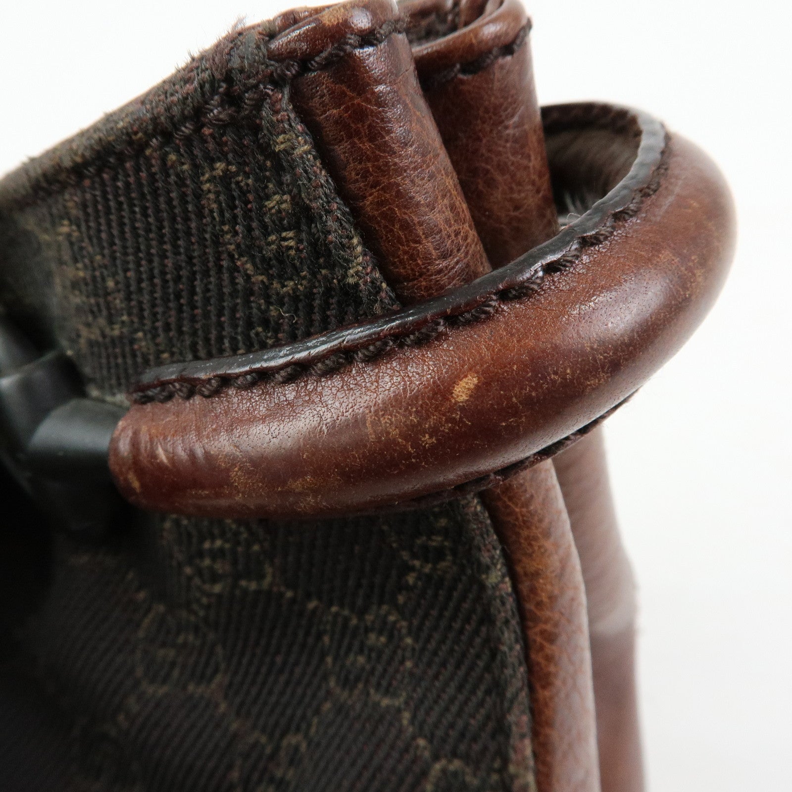 GUCCI GG Denim Leather Tote Bag Shoulder Bag Dark Brown 101971