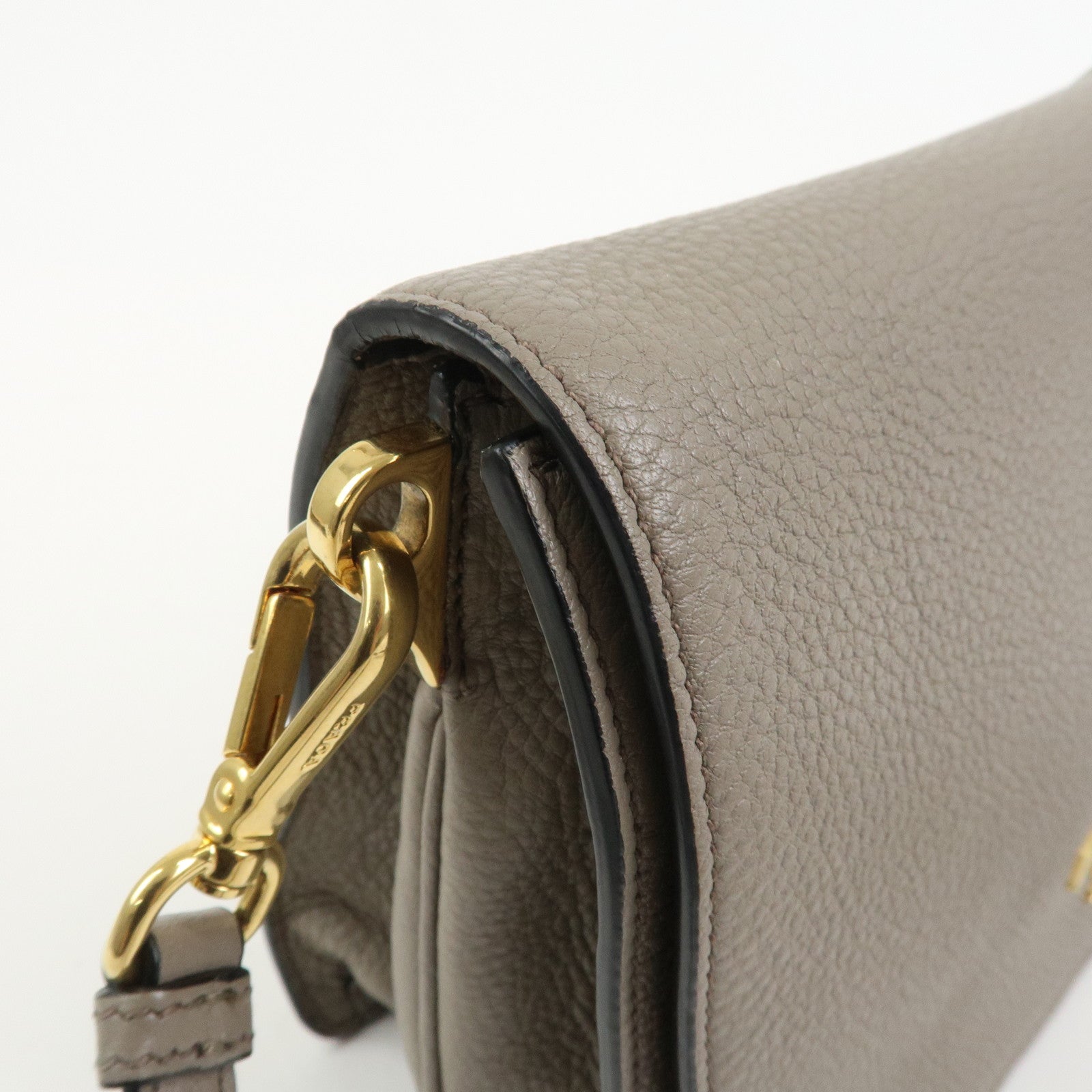 PRADA Leather Shoulder Bag Crossbody Bag Gray 1BH031