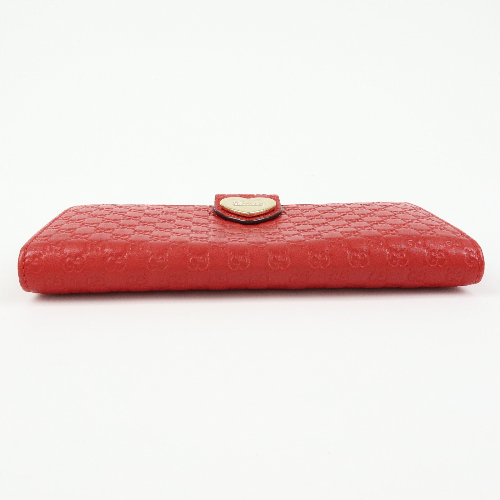 GUCCI Lovely Heart Microguccissima Leather Long Wallet Red 203550