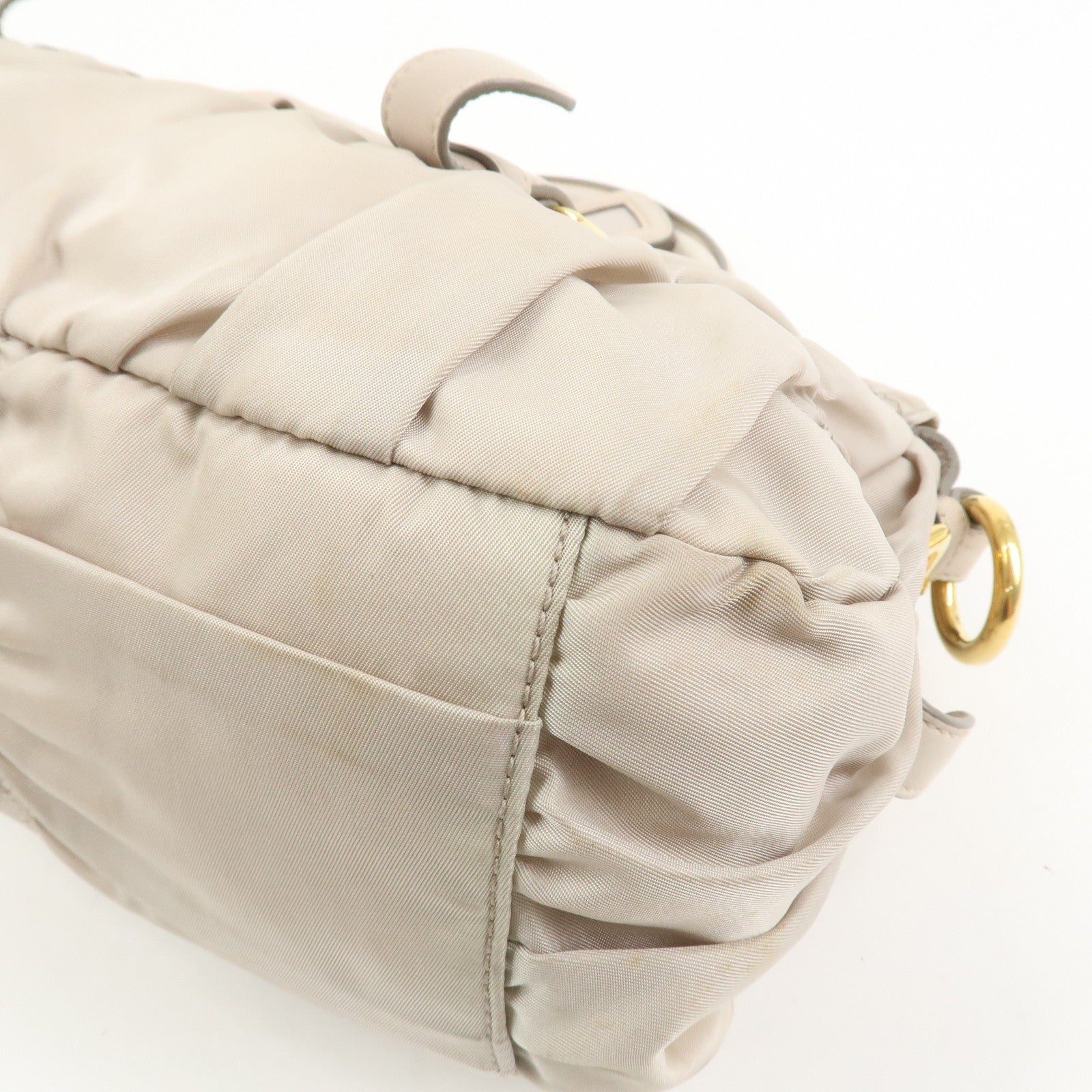 PRADA Nylon Leather 2Way Bag Hand Bag Shoulder Bag Gray BN1407
