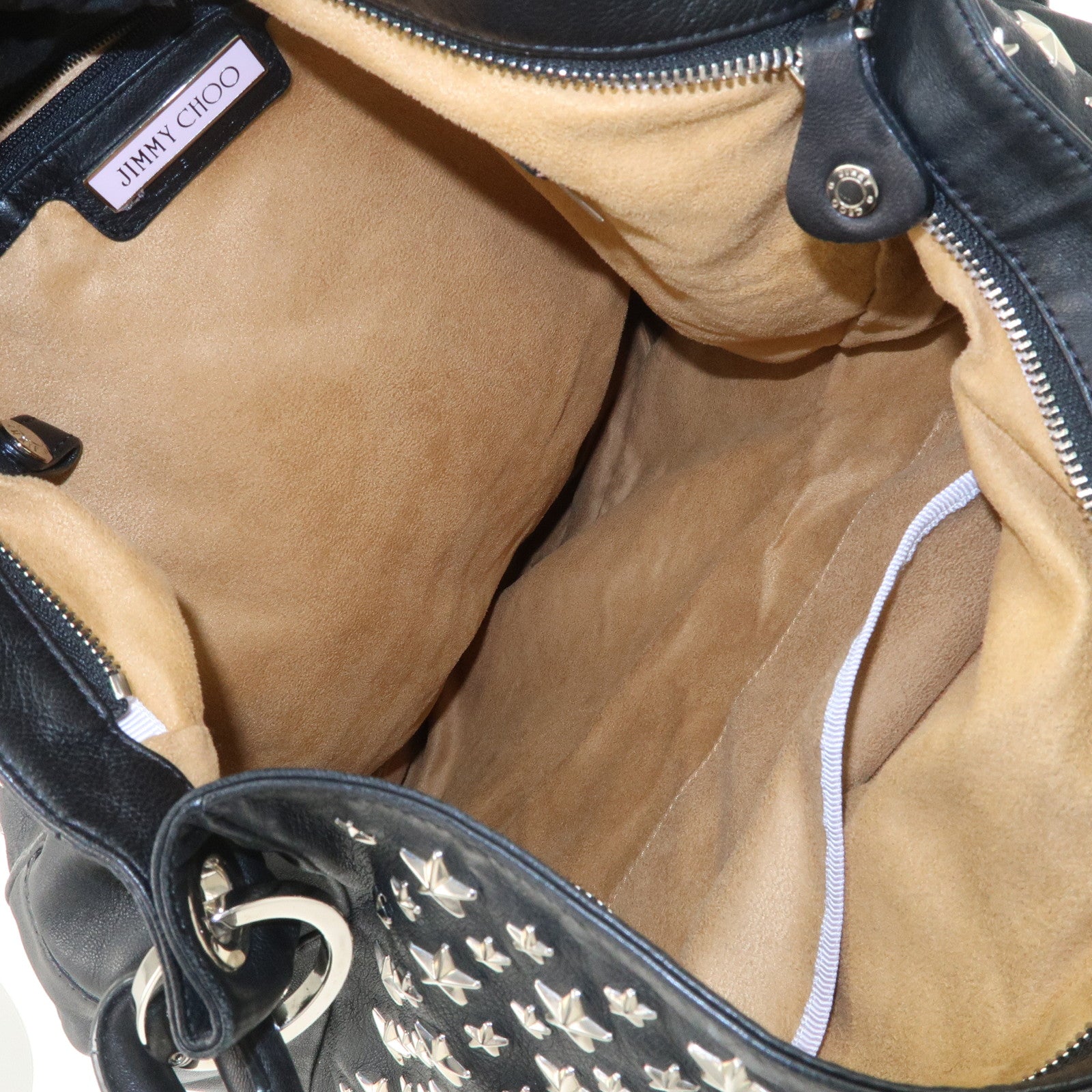 JIMMY CHOO Sky Bag Studs Leather Shoulder Bag Black