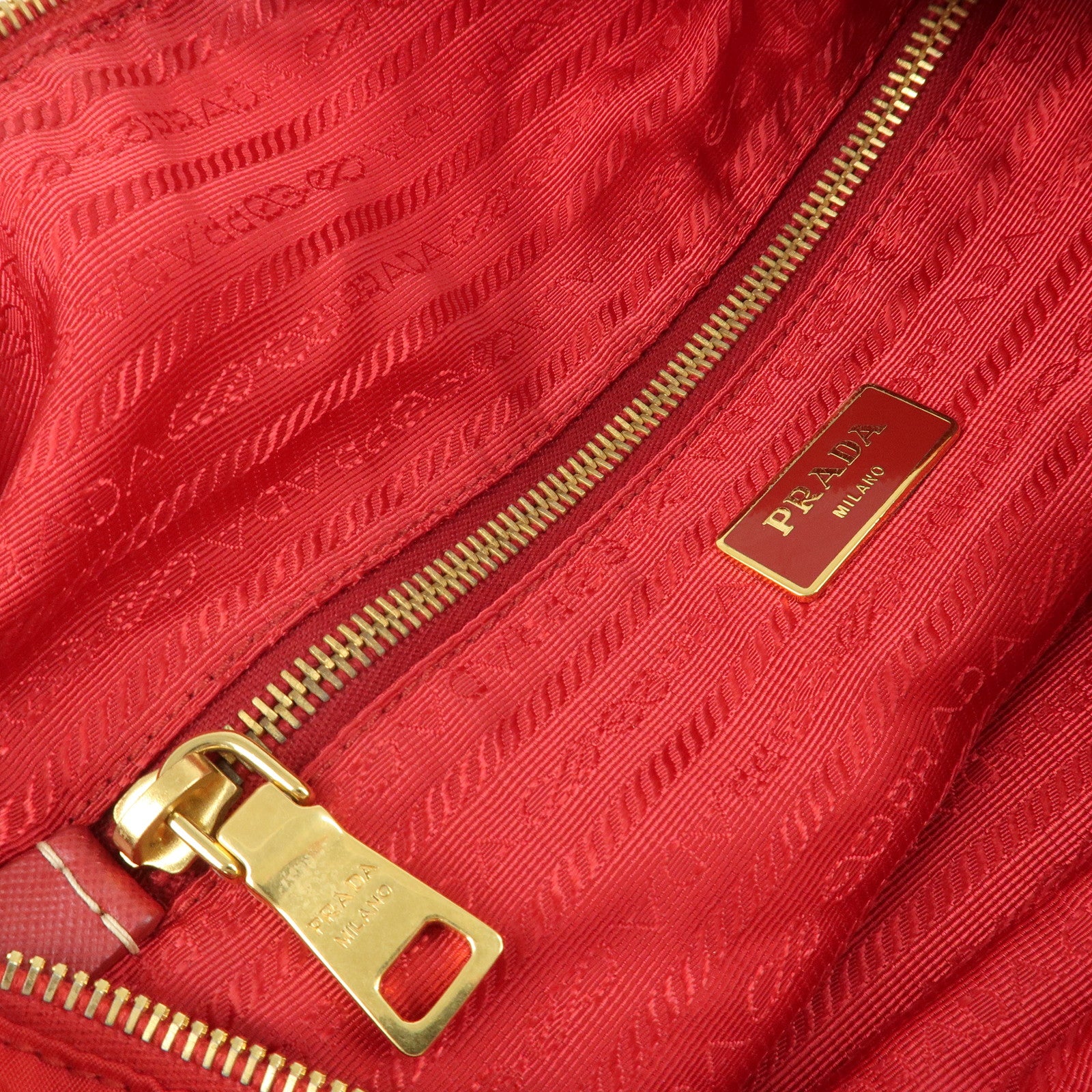 PRADA Triangle Logo Nylon Leather 2Way Shoulder Bag Hand Bag Red Used