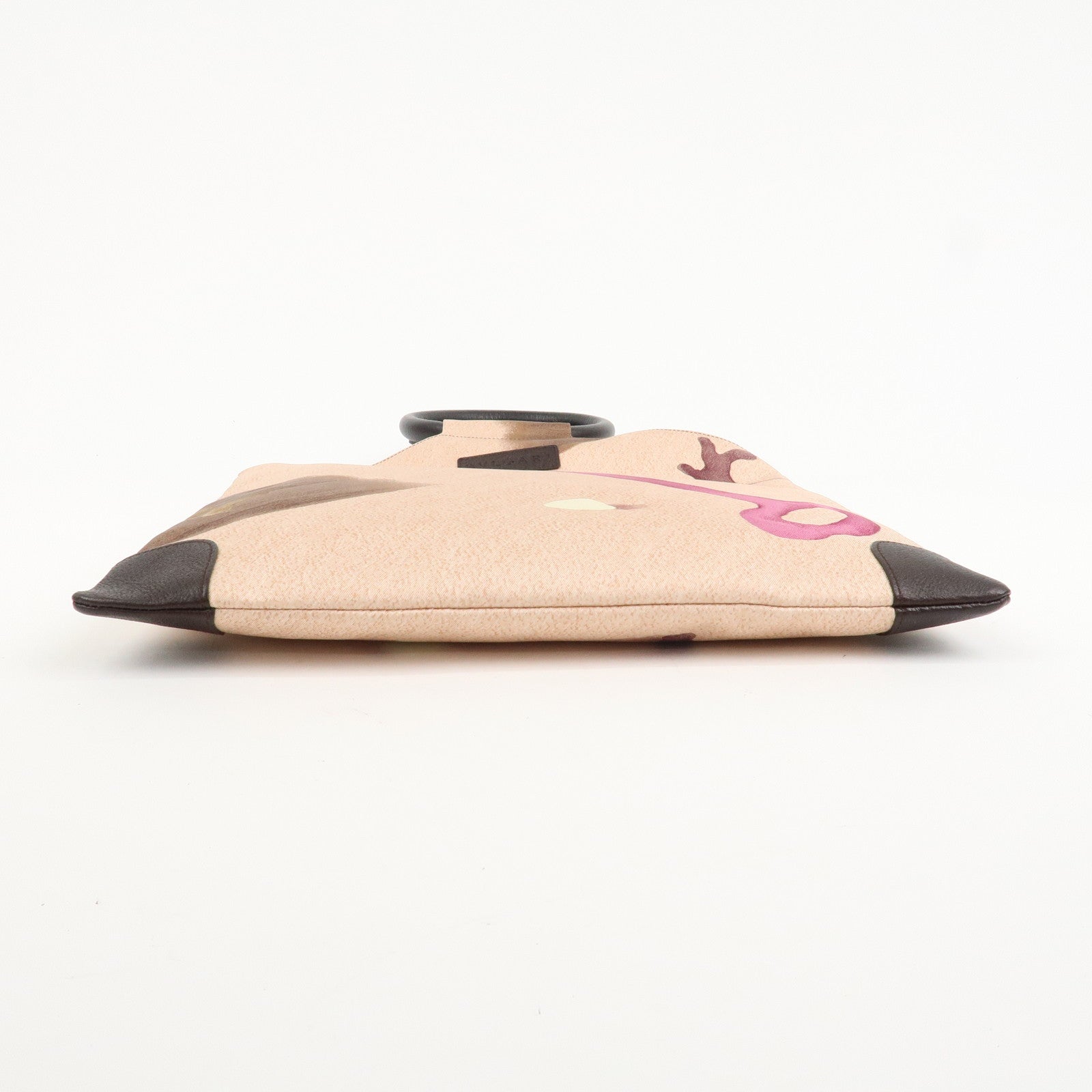 BVLGARI Canvas Leather Beach Print Tote Bag Hand Bag Pink