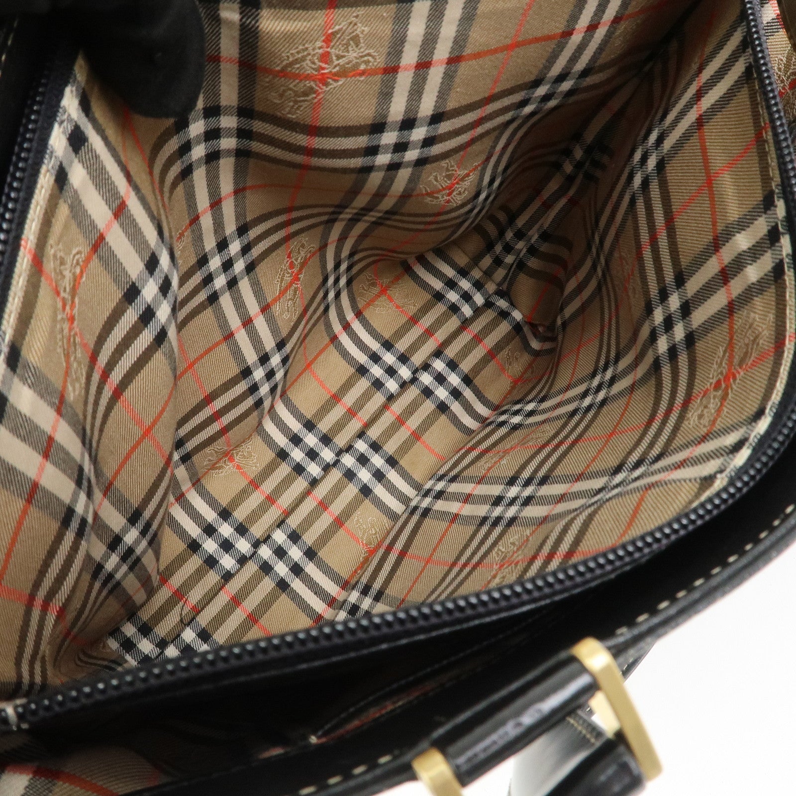 BURBERRY Logo Leather Tote Bag Shoulder Bag Hand Bag Black